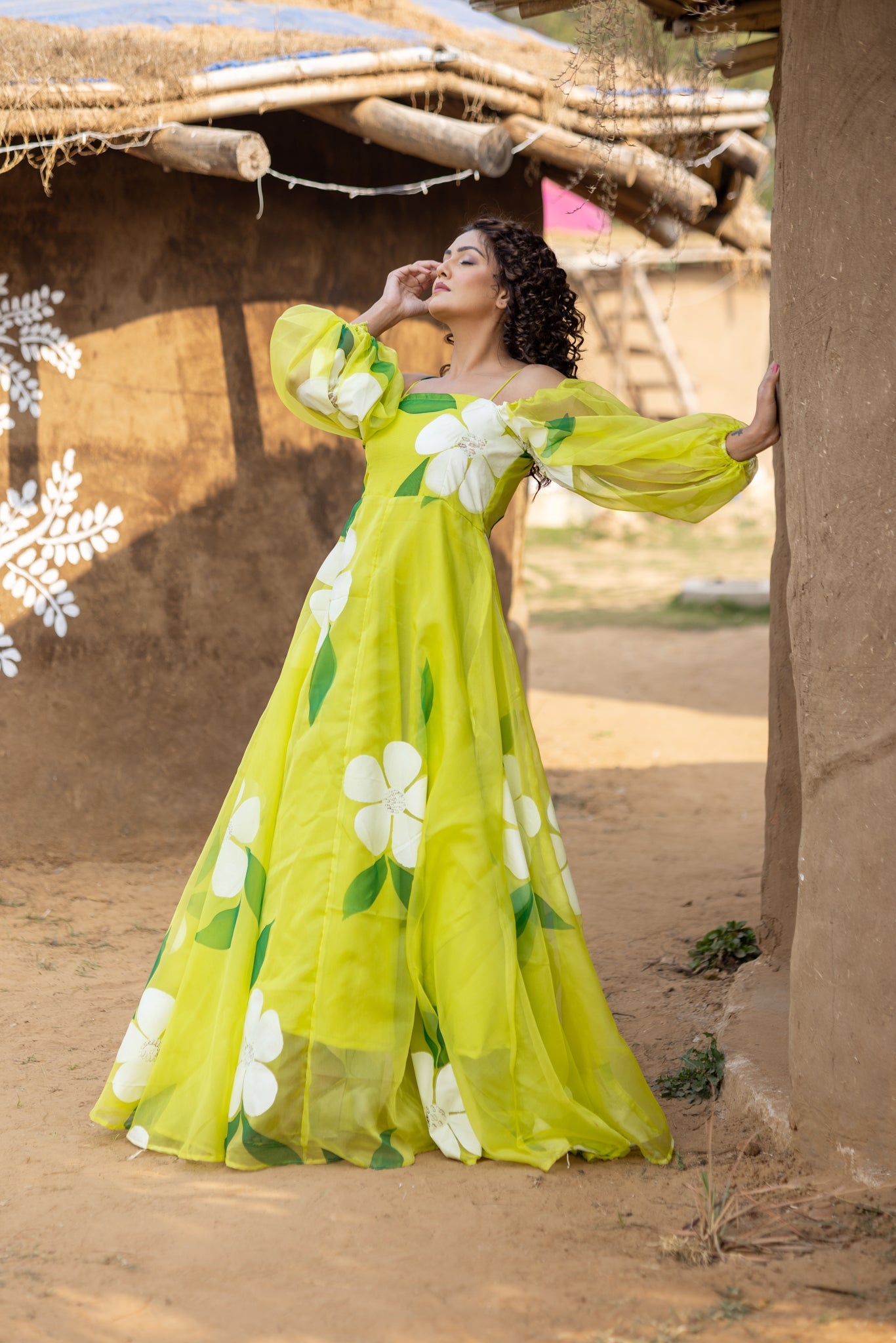 Isabelle Hand painted Floral Maxi Dress