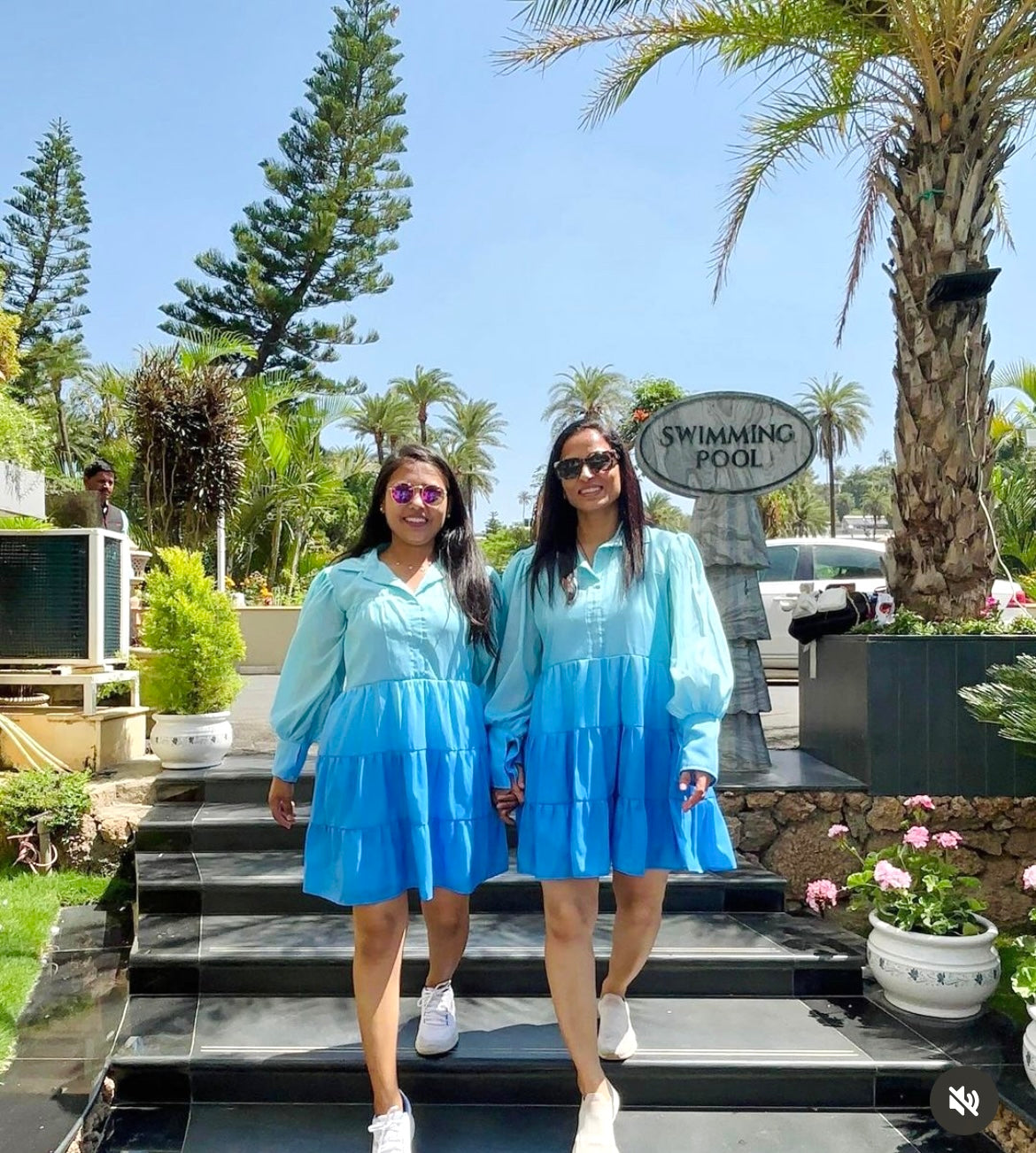 Muslin Cotton Blue Ombre Shirt Dress