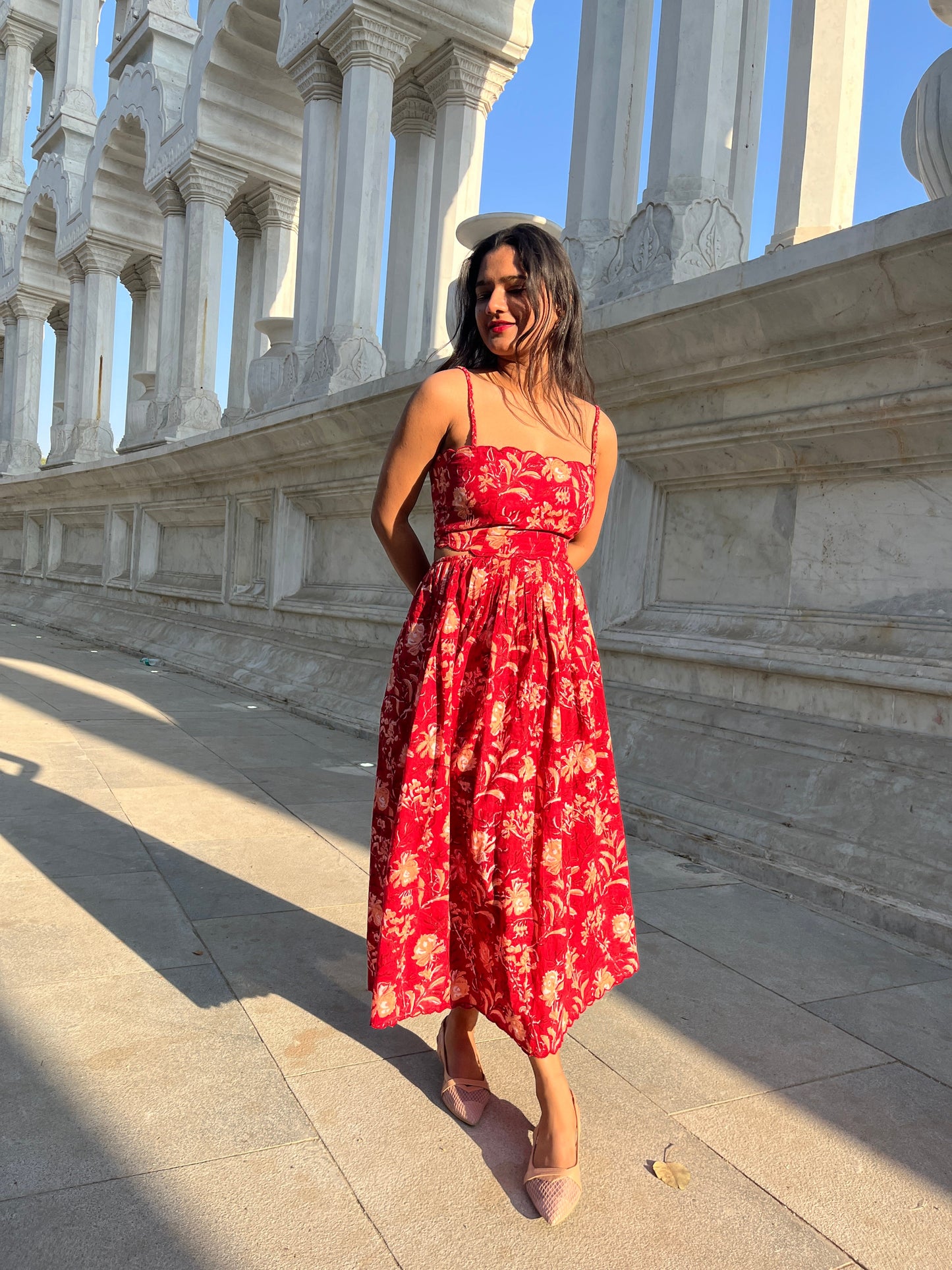 Serena Red Midi Dress