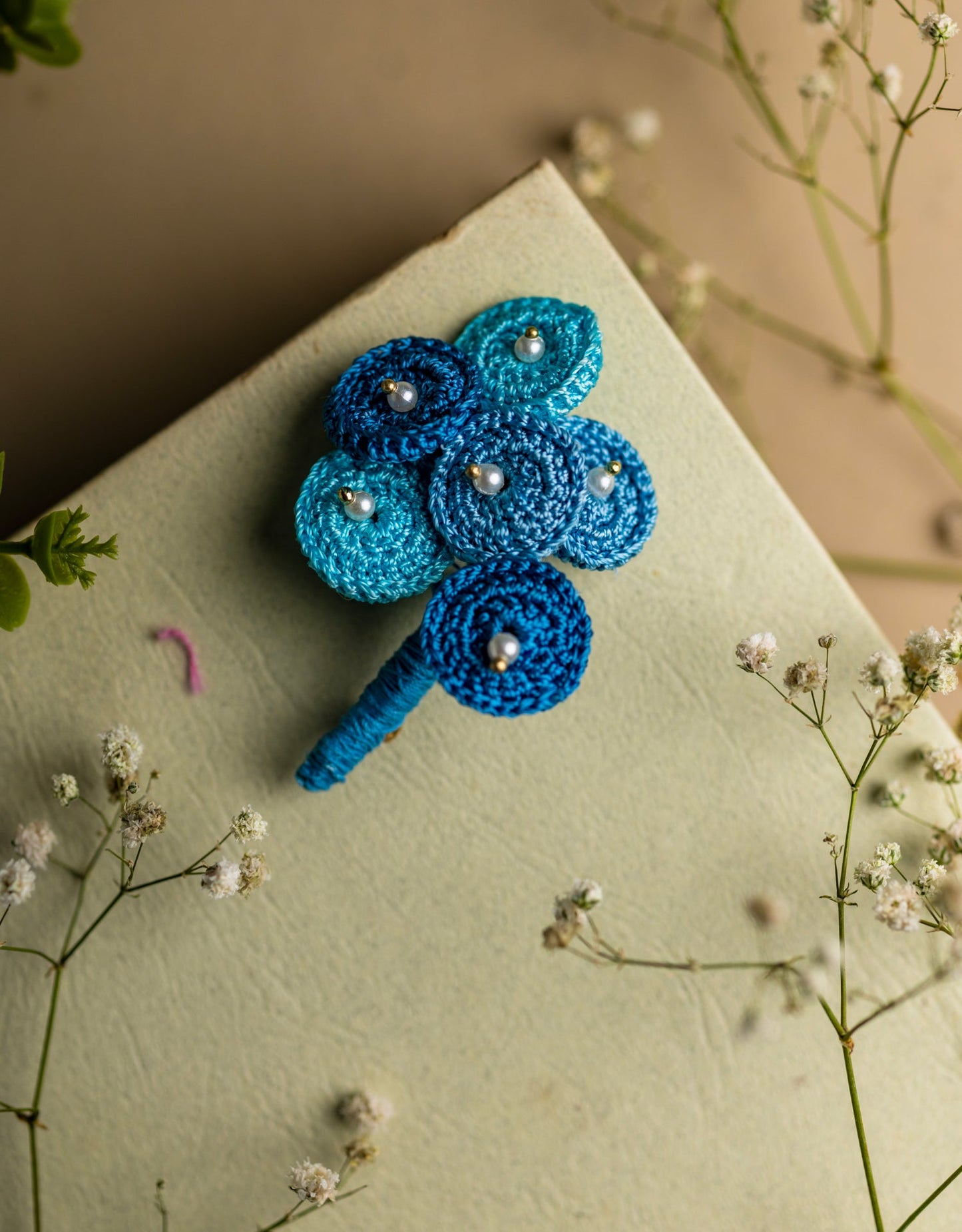 Handcrafted Indigo Mandala Brooch
