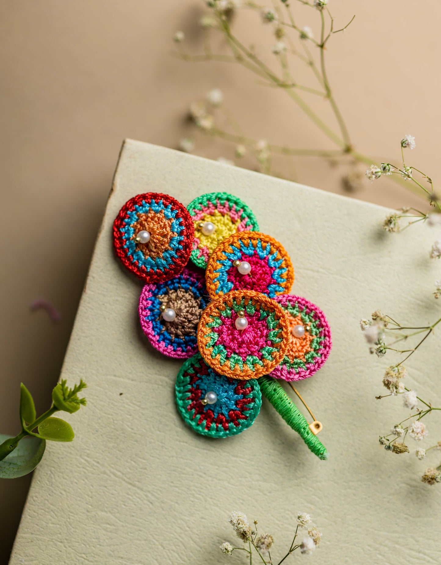 Rainbow Mandala Brooch