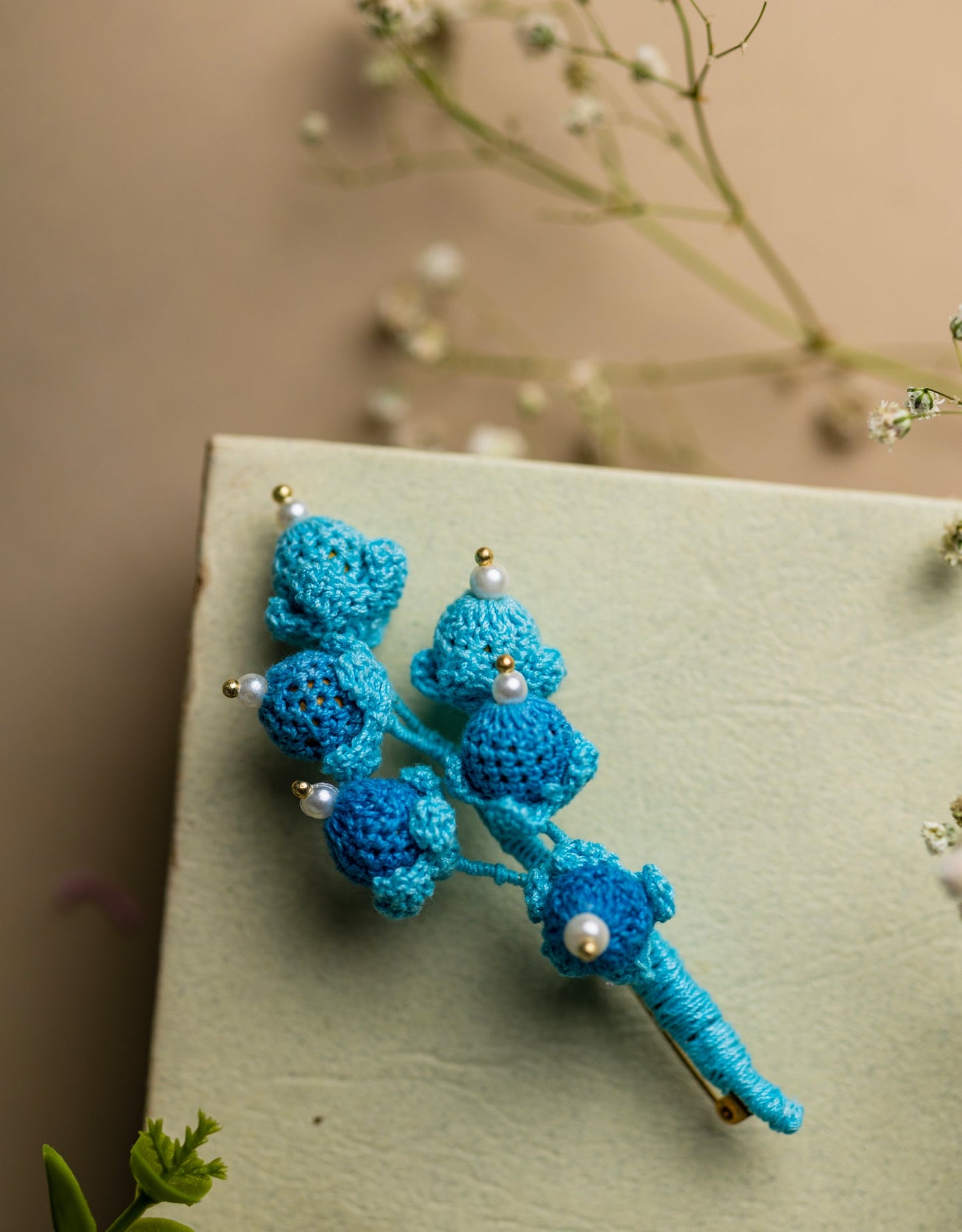 Handcrafted Blue Beads Brooch