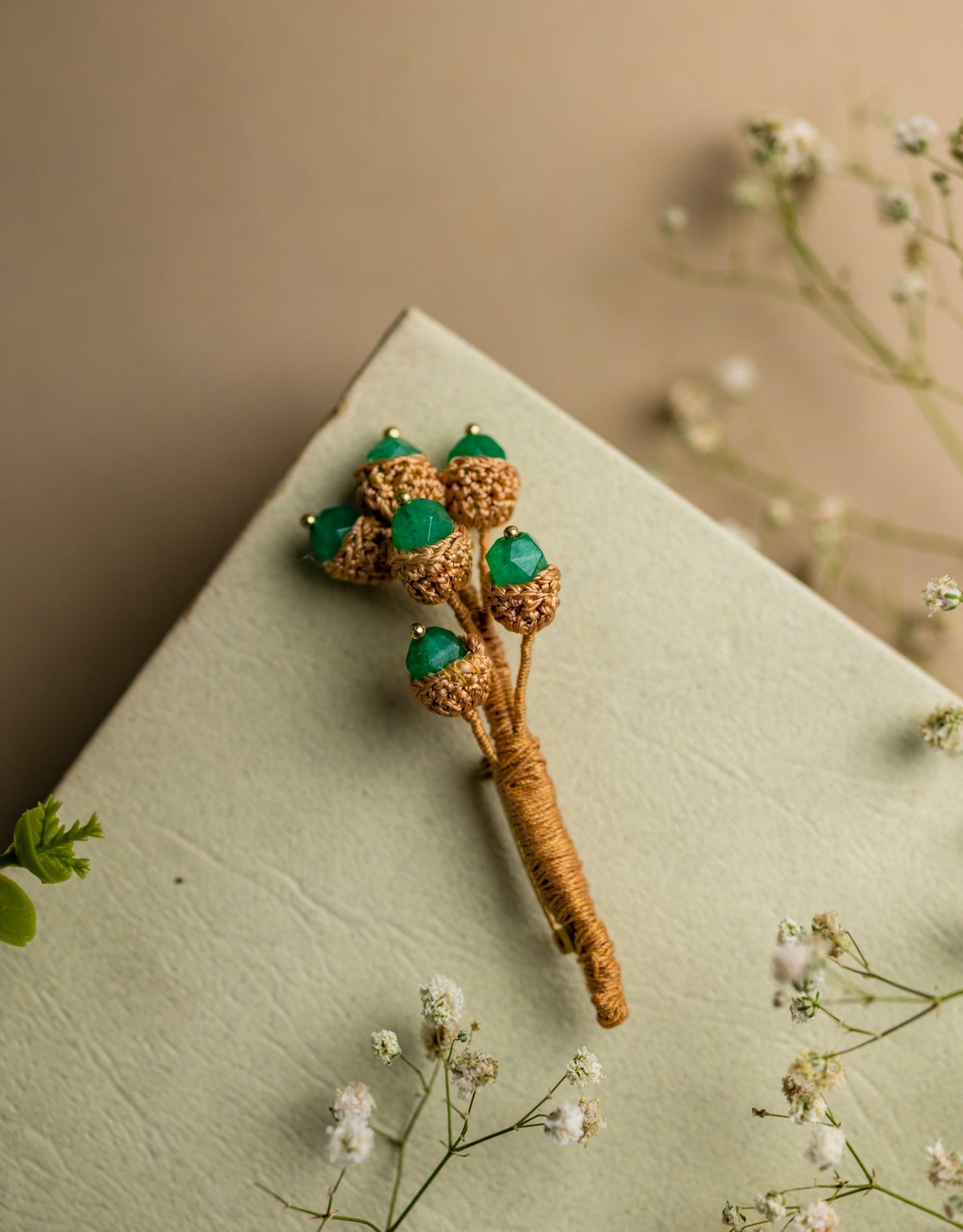 Handcrafted Jade Jewel Brooch