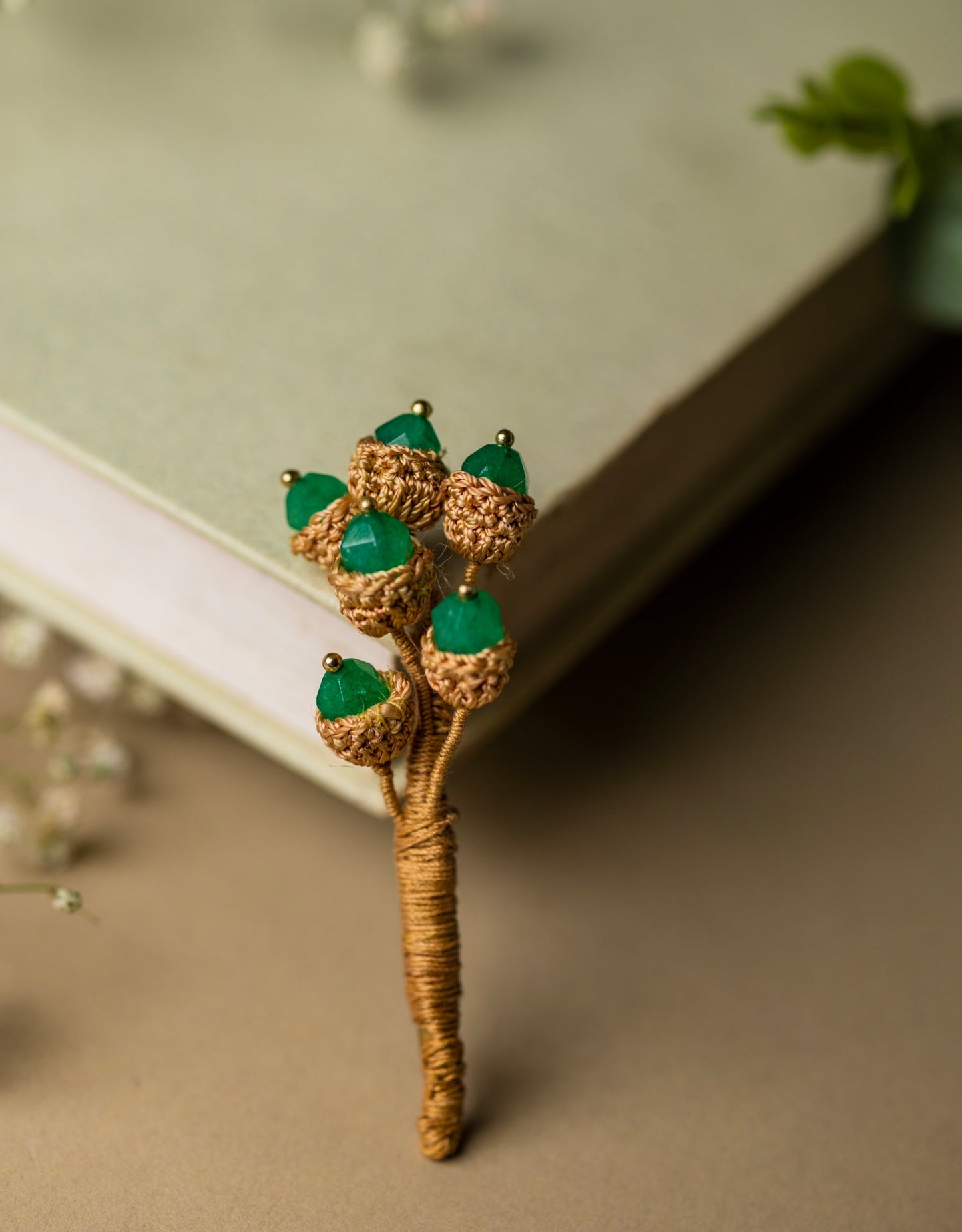 Handcrafted Jade Jewel Brooch