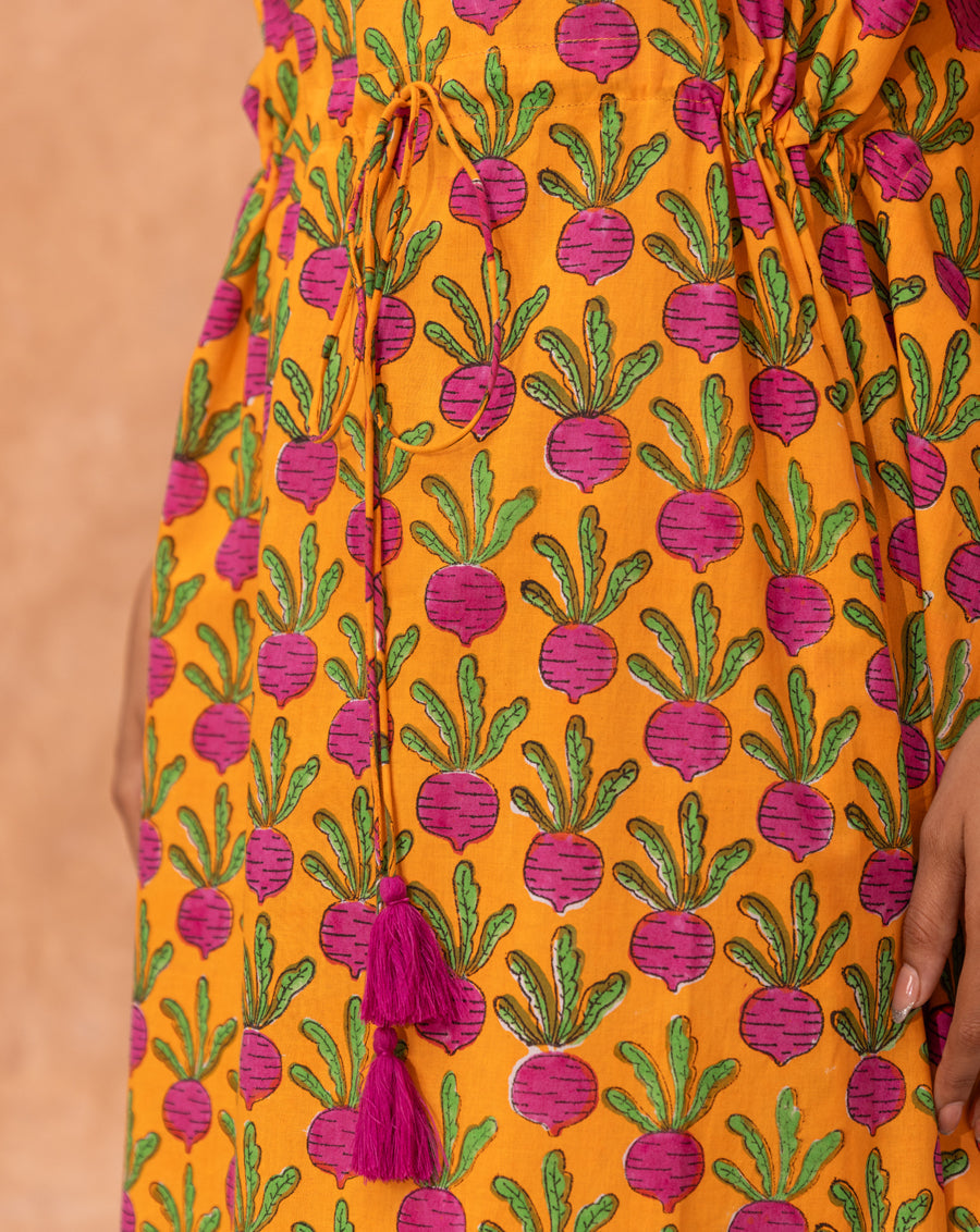 Beet the Root Hand Block Printed Cotton Kaftan