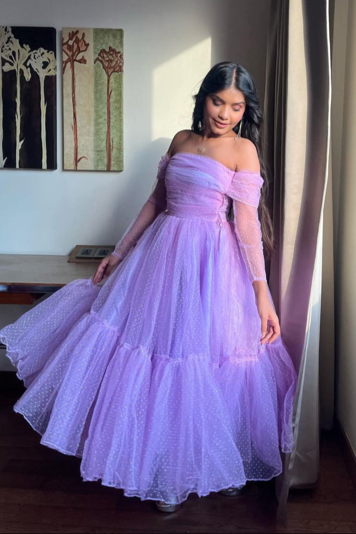 Lilac Shimmer Gown Dress