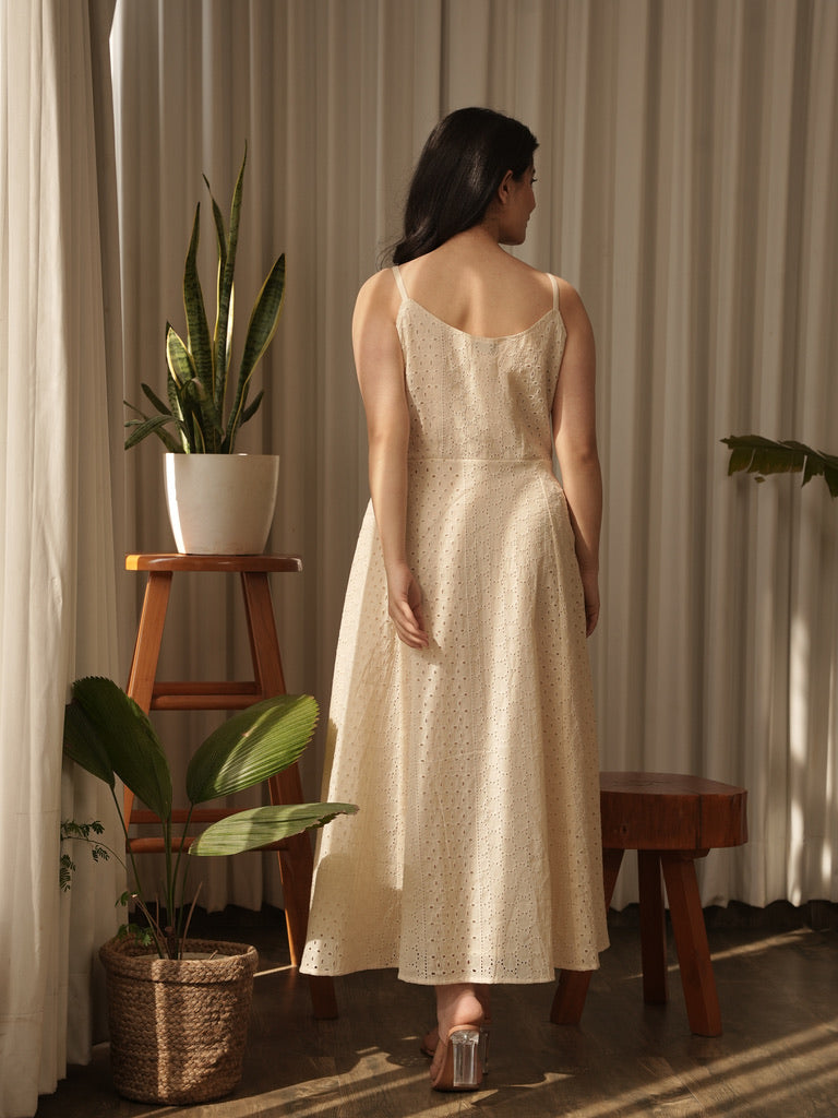 White Rose Cotton Dress With Jacket