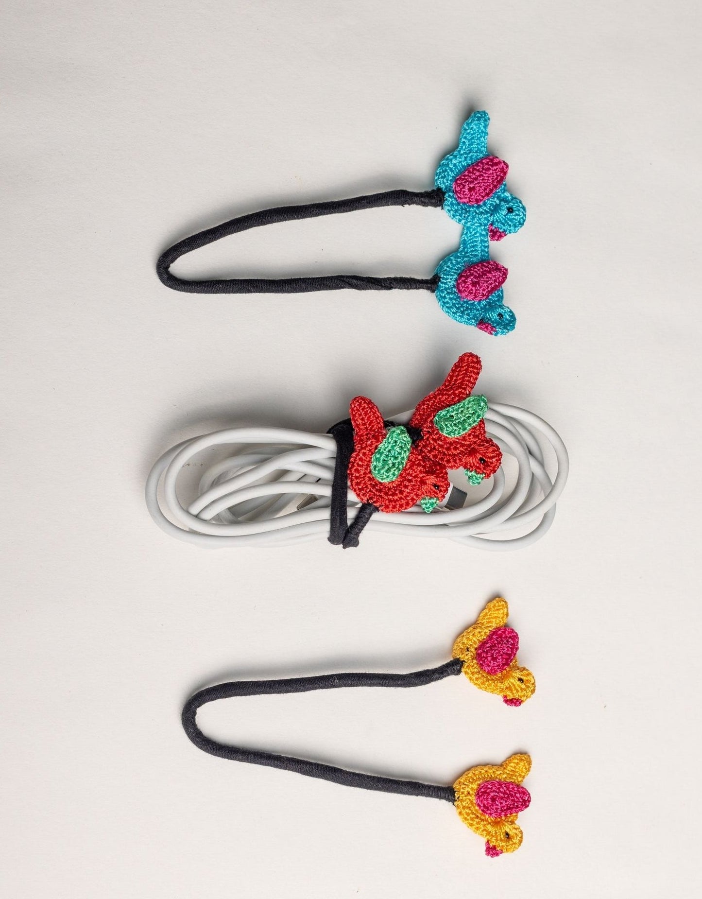Set of 3 Handcrafted Cable Organizer - Bird
