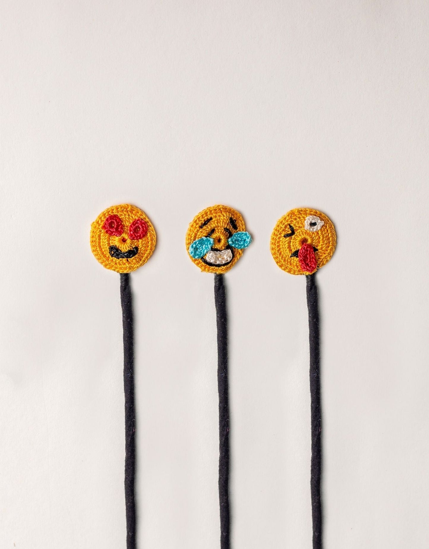 Set of 3 Handcrafted Cable Organizer - Emojis