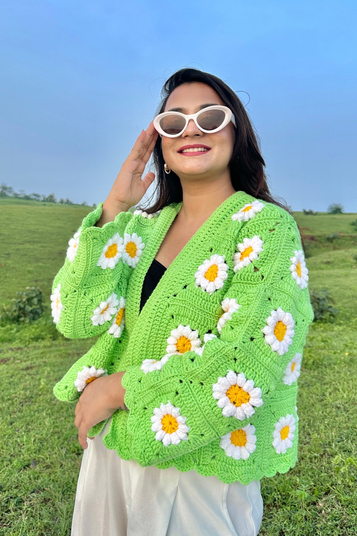 Neon Picnic Crochet Cardigan