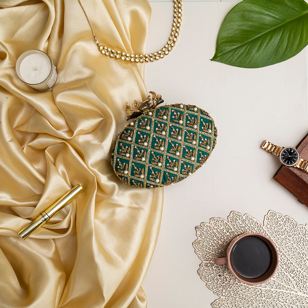 Zafraan Hand Embroidered Clutch