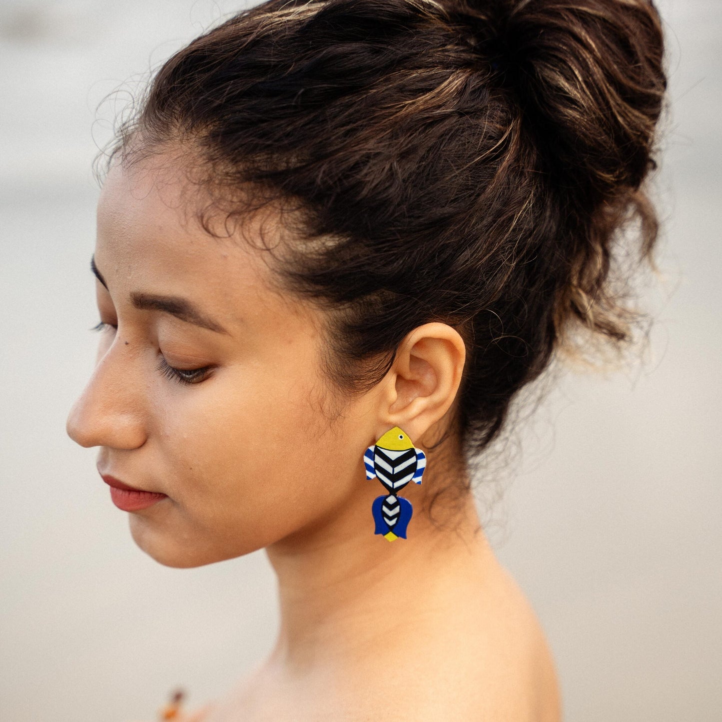 Machli Handpainted Brass Earring