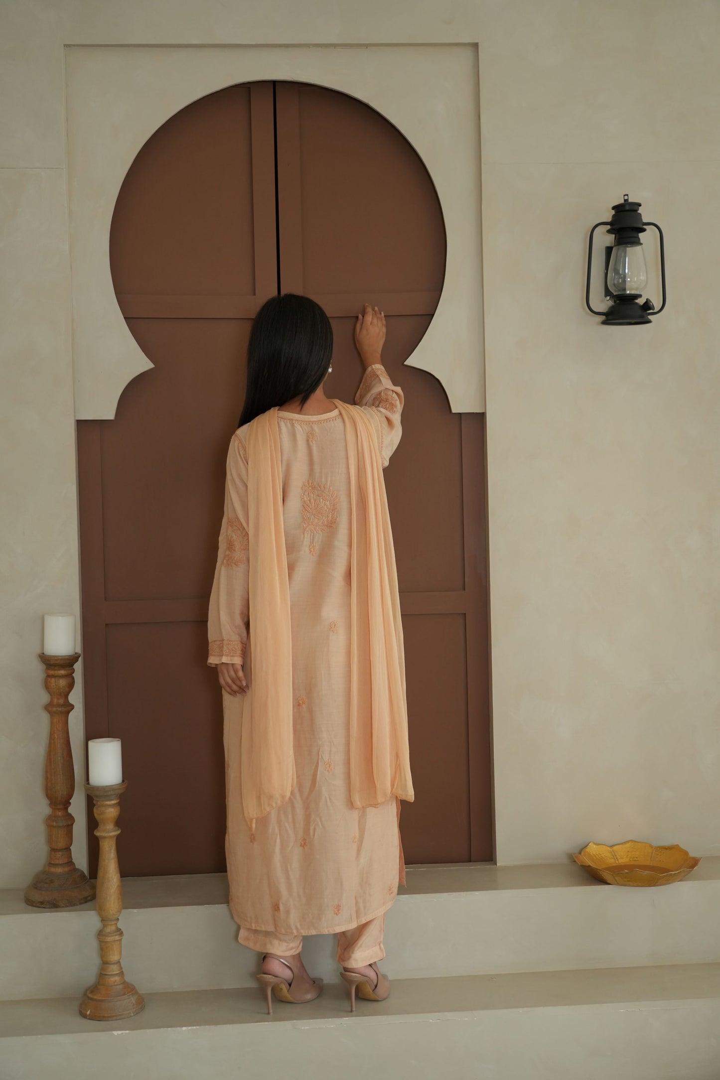 Hayat Chikankari Muslin Silk 3 Piece Set