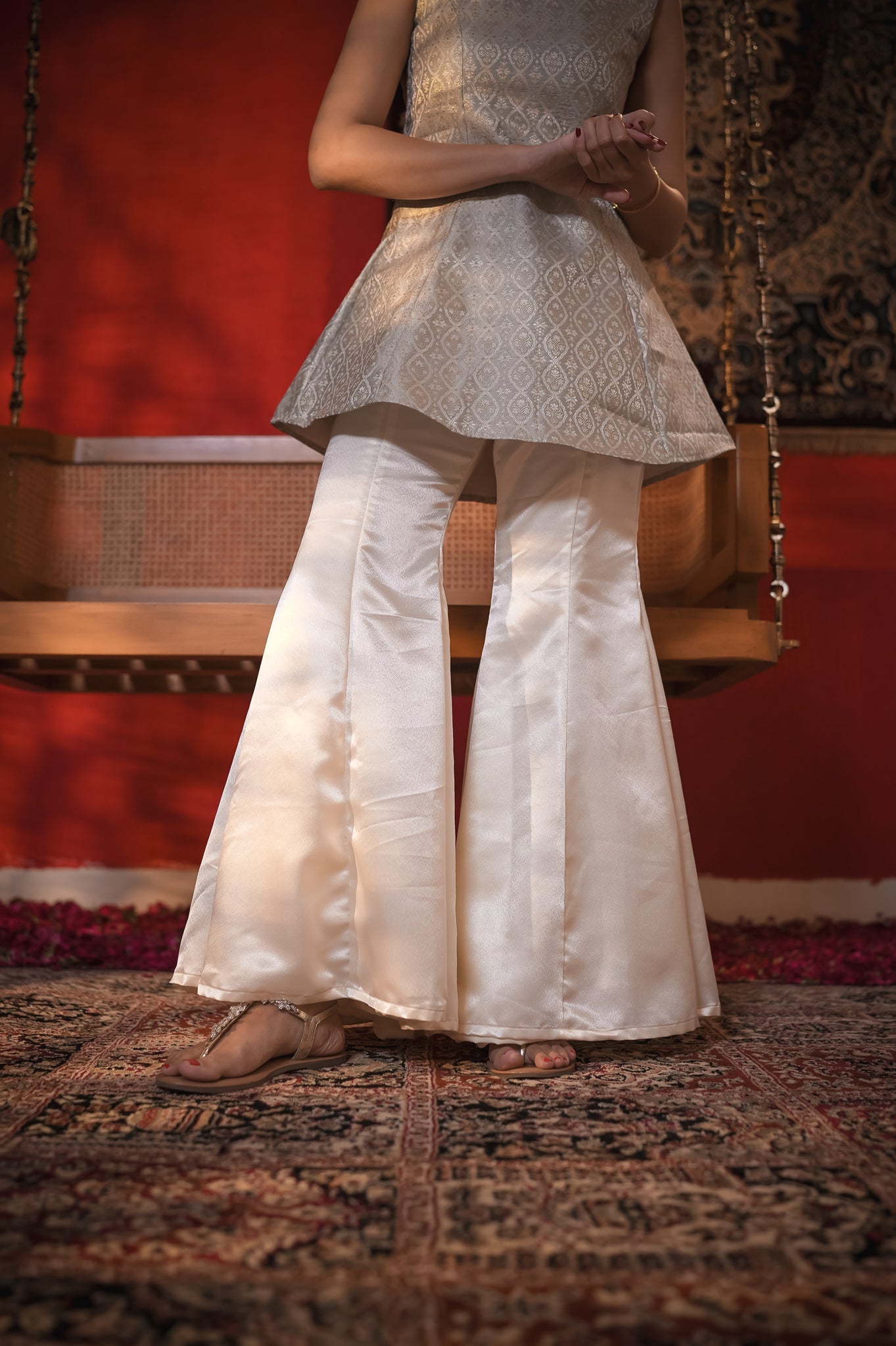 Shanti Priya Grey Kurti & Bell Bottom Set