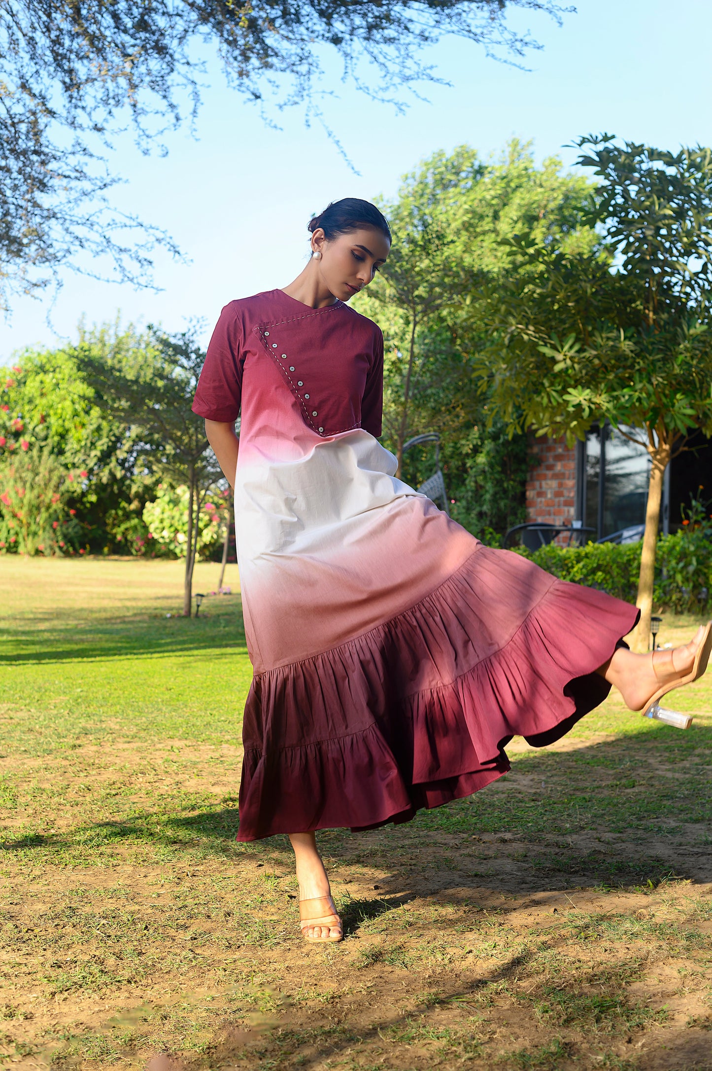 Kasra Ombre Three Tier Dress