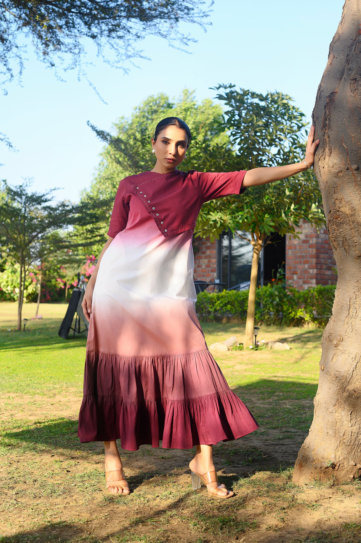 Kasra Ombre Three Tier Dress