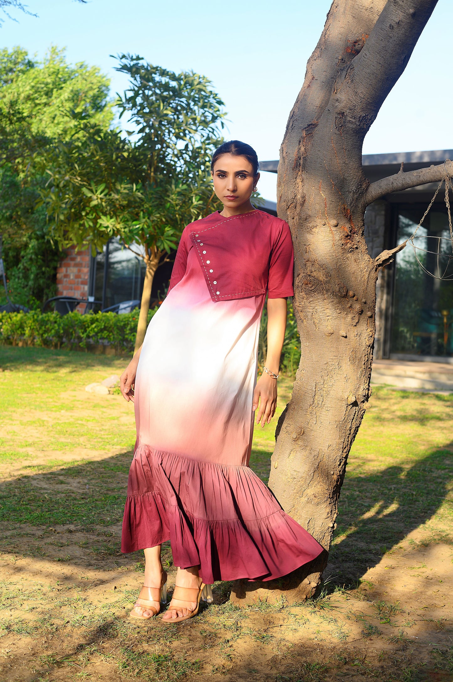 Kasra Ombre Three Tier Dress