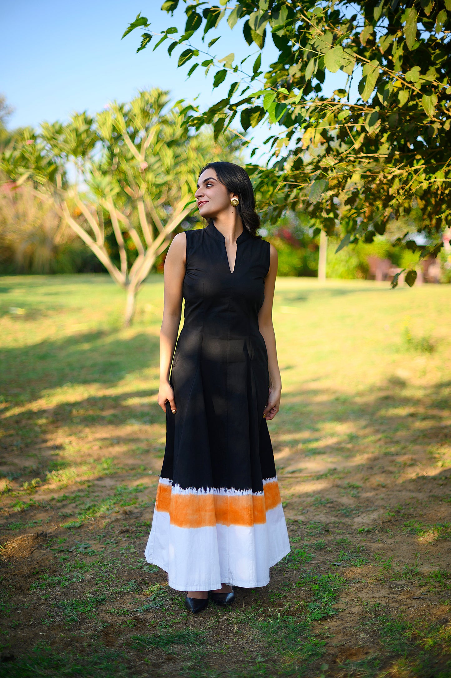 Asuka Black Twill Dress