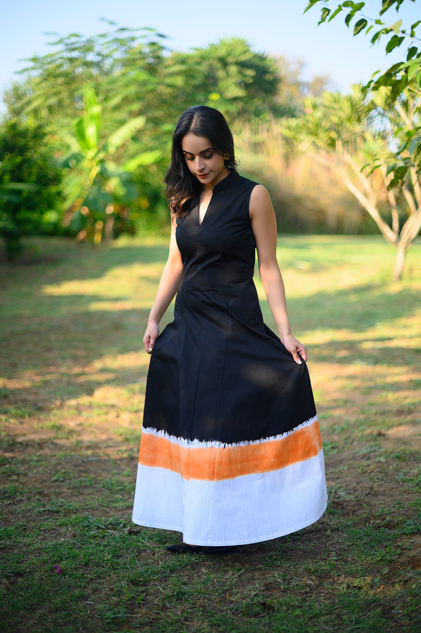 Asuka Black Twill Dress