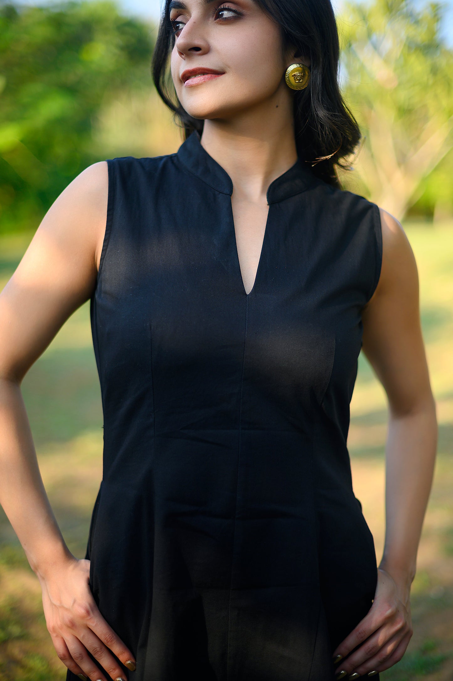 Asuka Black Twill Dress