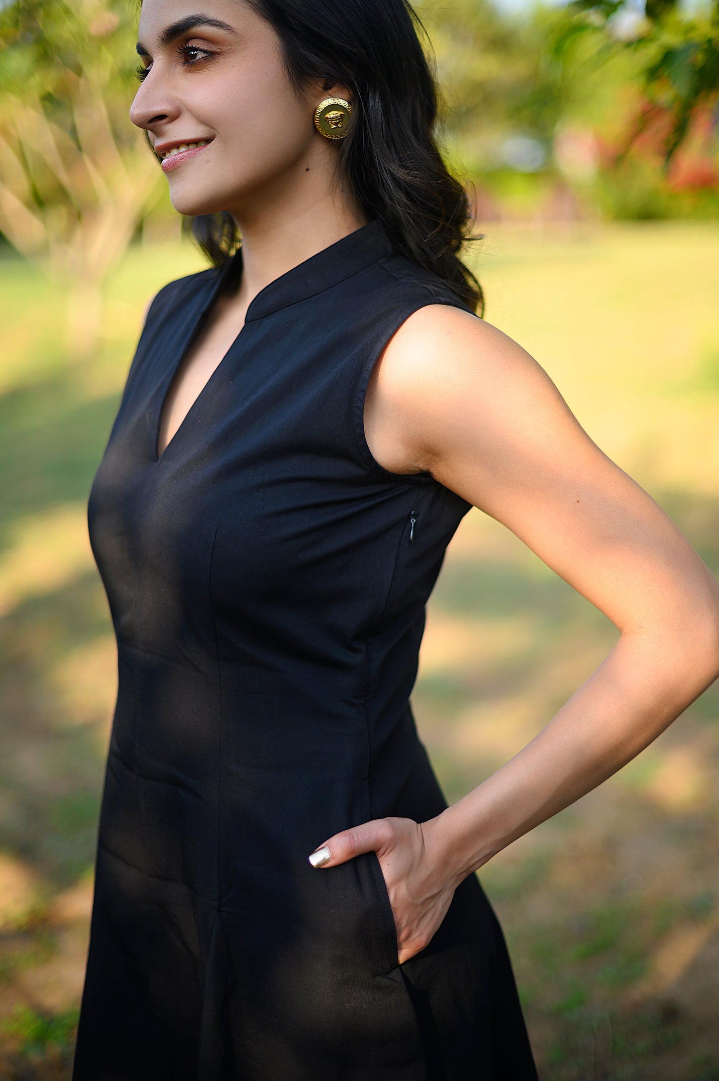 Asuka Black Twill Dress