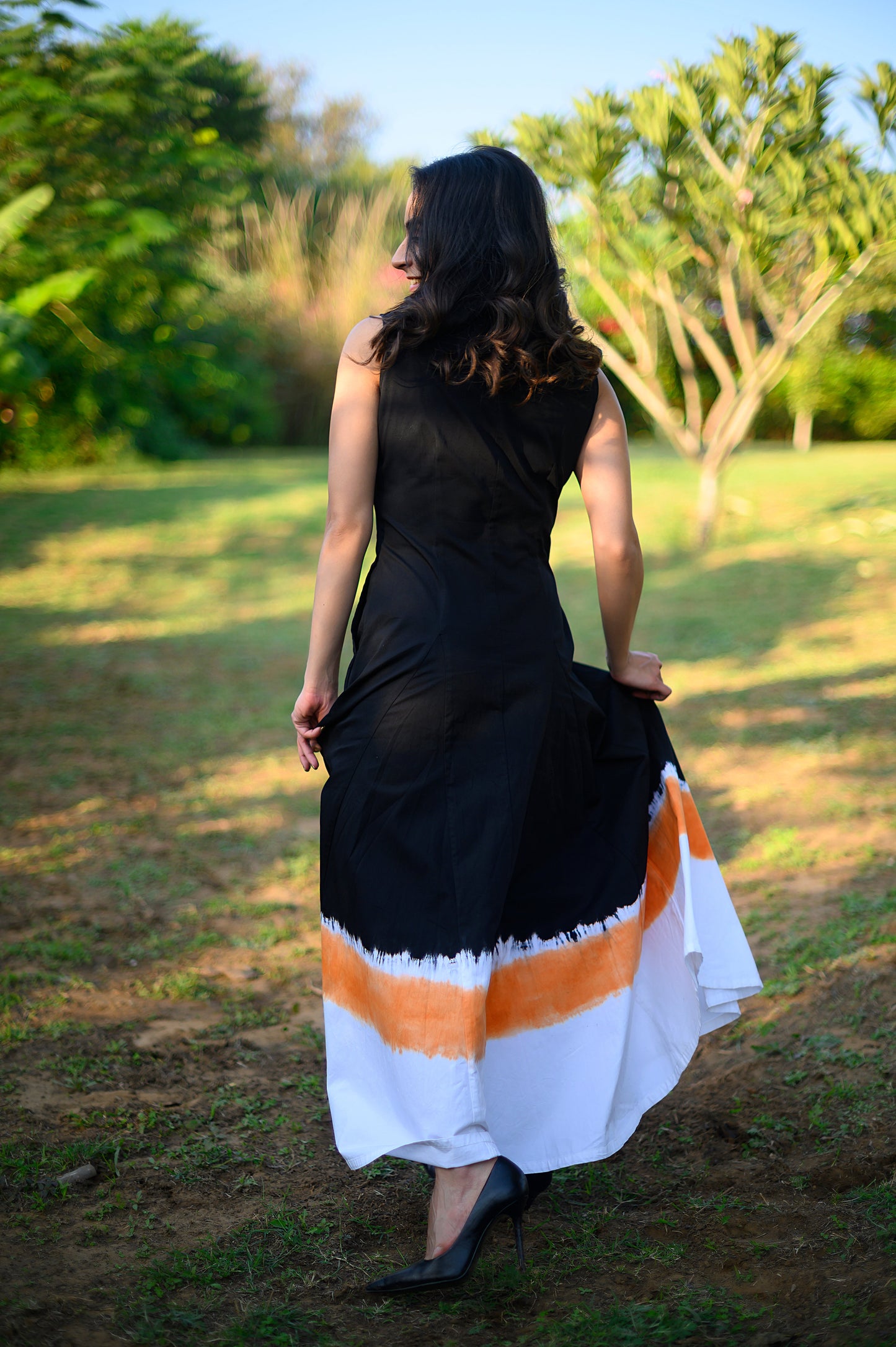 Asuka Black Twill Dress