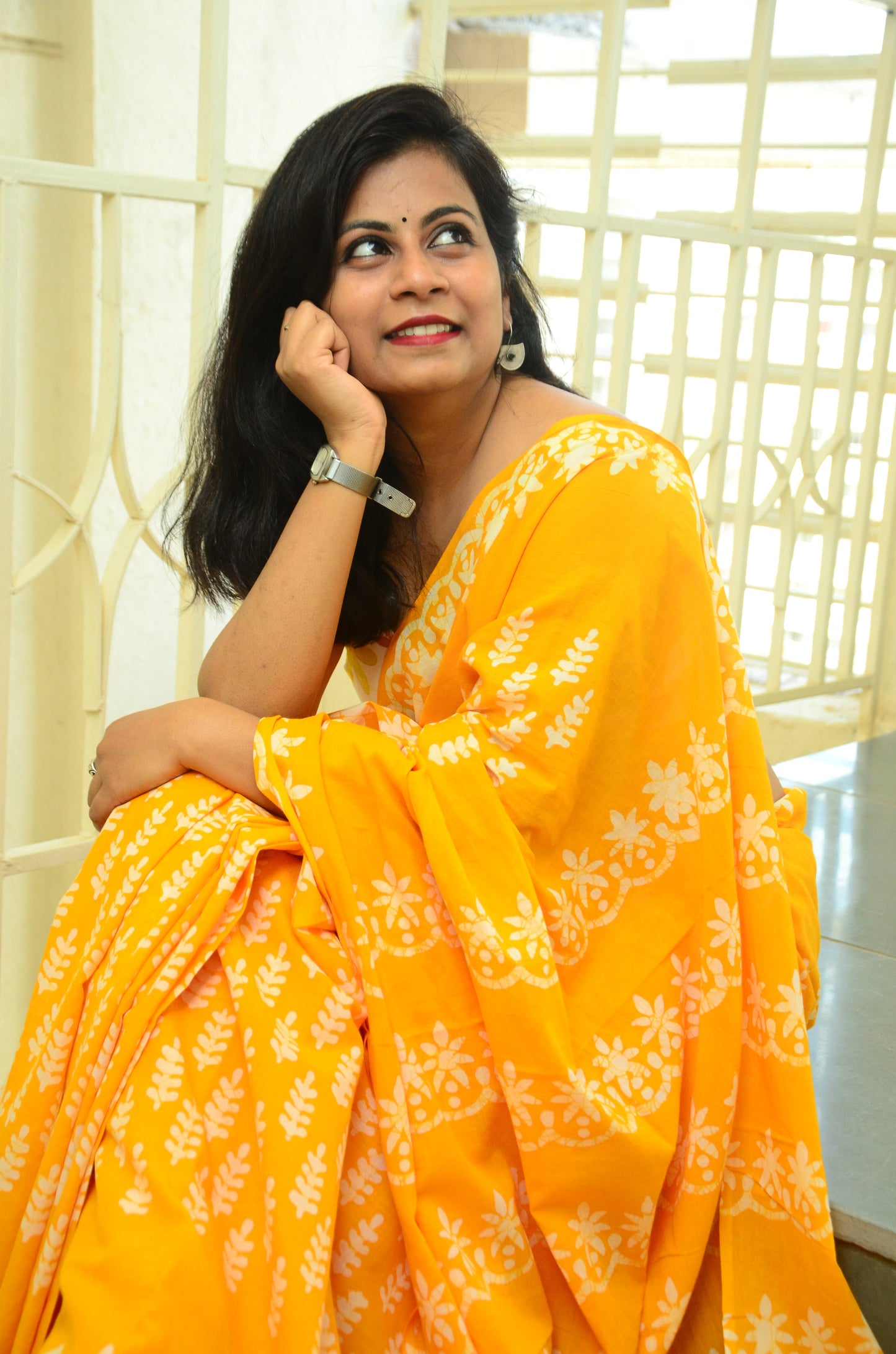 Ammiya Handblock Natural Dye - Mul Cotton Saree