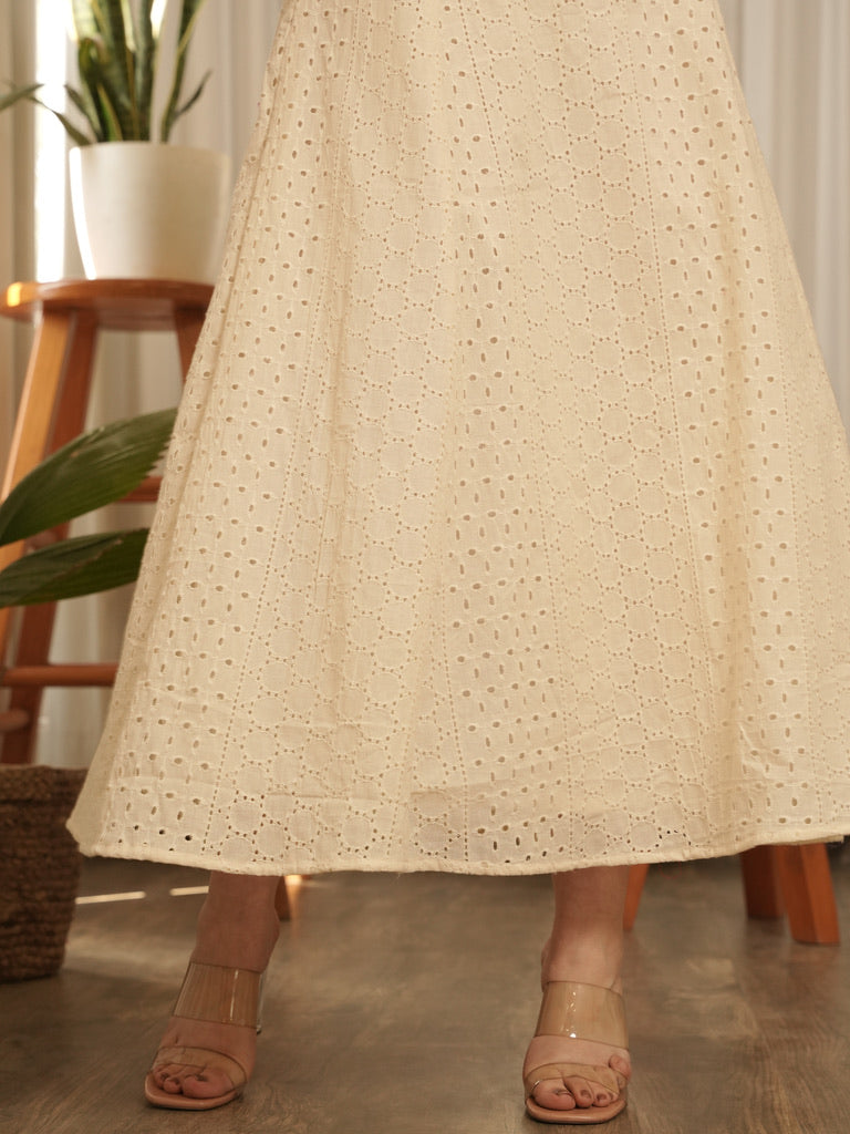 White Rose Cotton Dress With Jacket