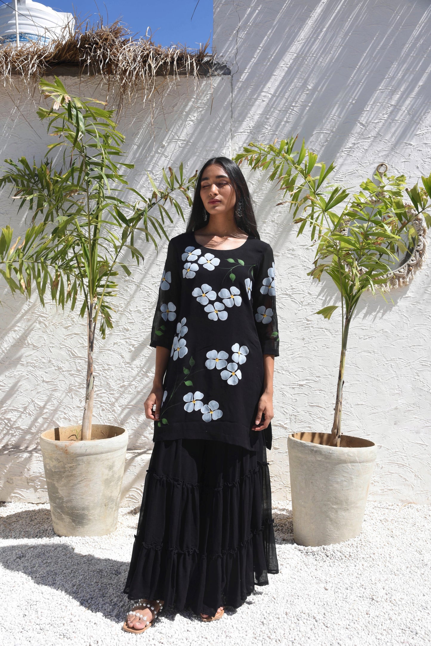 Dogwood Sharara Set in Black