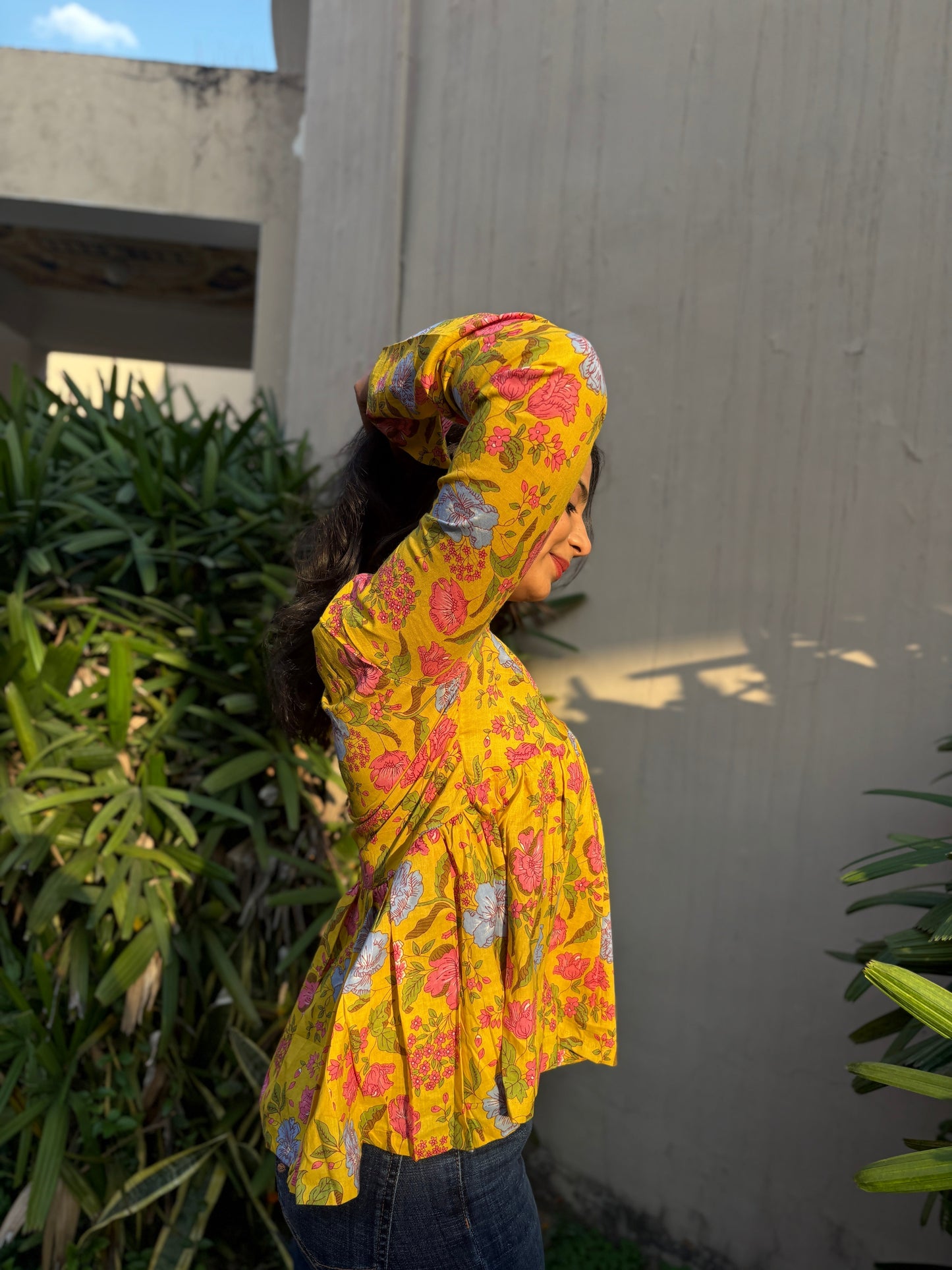 Golden Bloom Flare Top