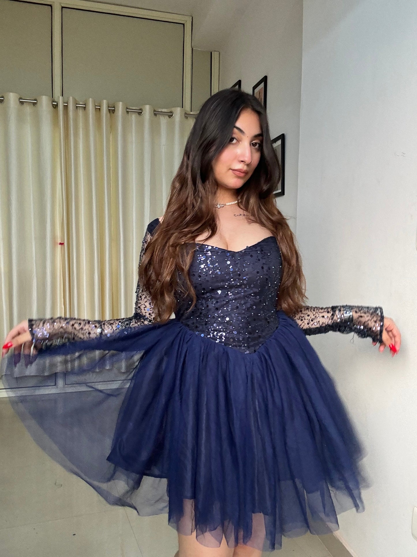Midnight Sequin Polly Dress
