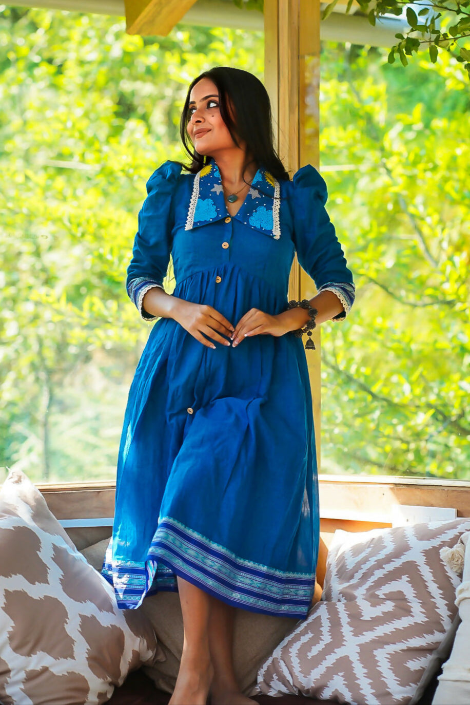 Starry Sky Collar Midi Dress