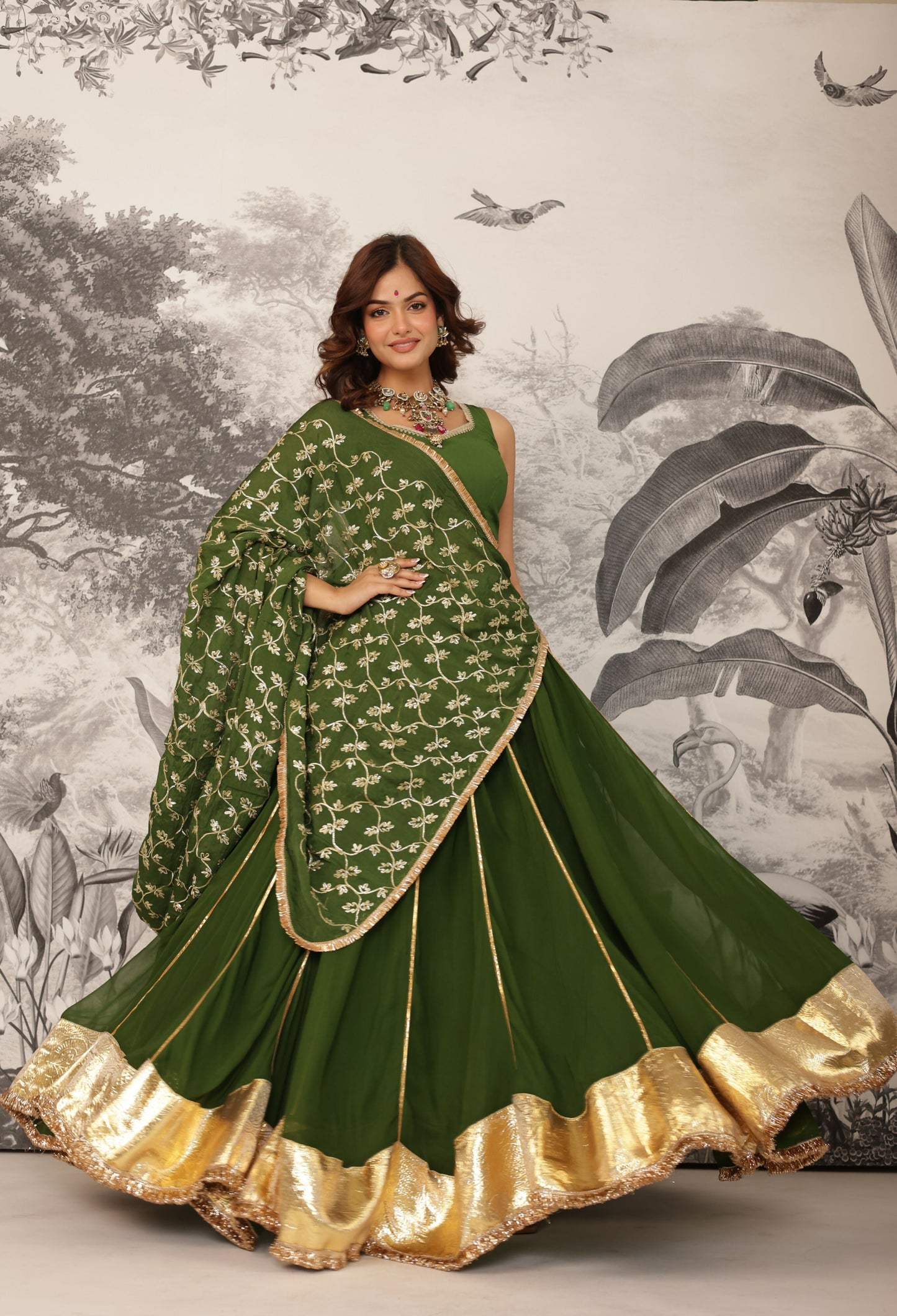Purvai Gota Work Georgette Lehenga