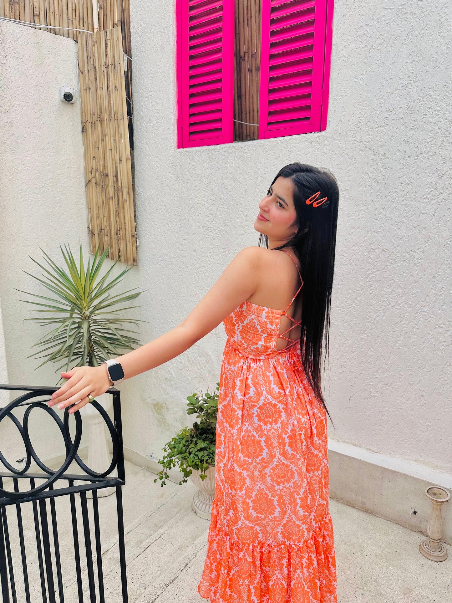 Apricot Aura Georgette Maxi Dress