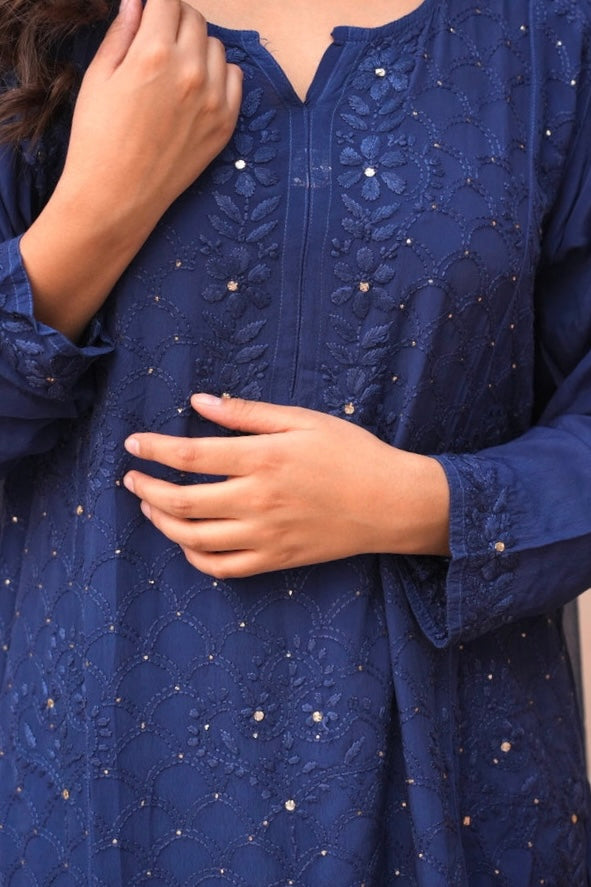 Fara Chikankari And Mukaish Crepe Set