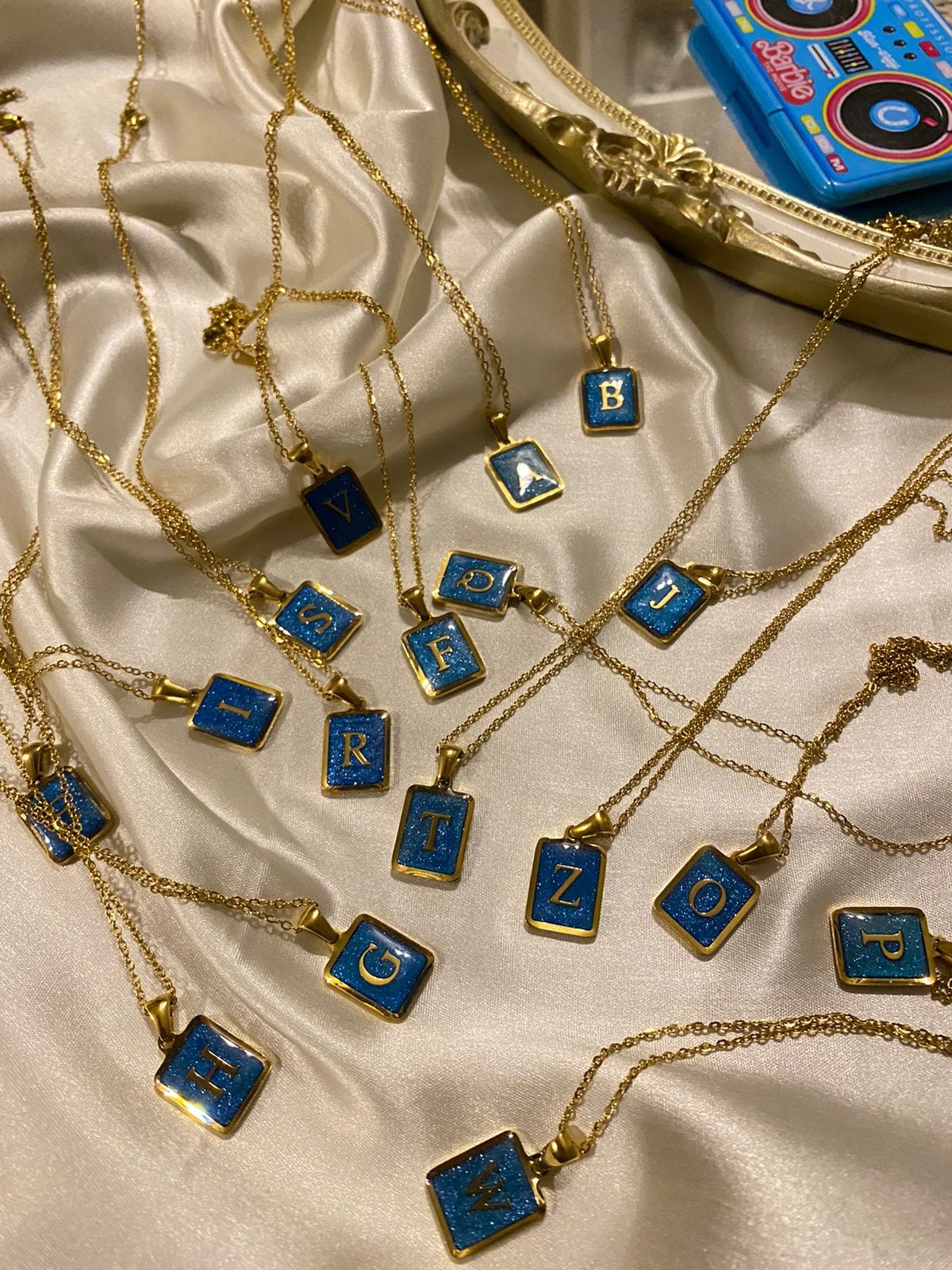 Engrave Delights Classic Aquamarine Neckchains (A-Z)