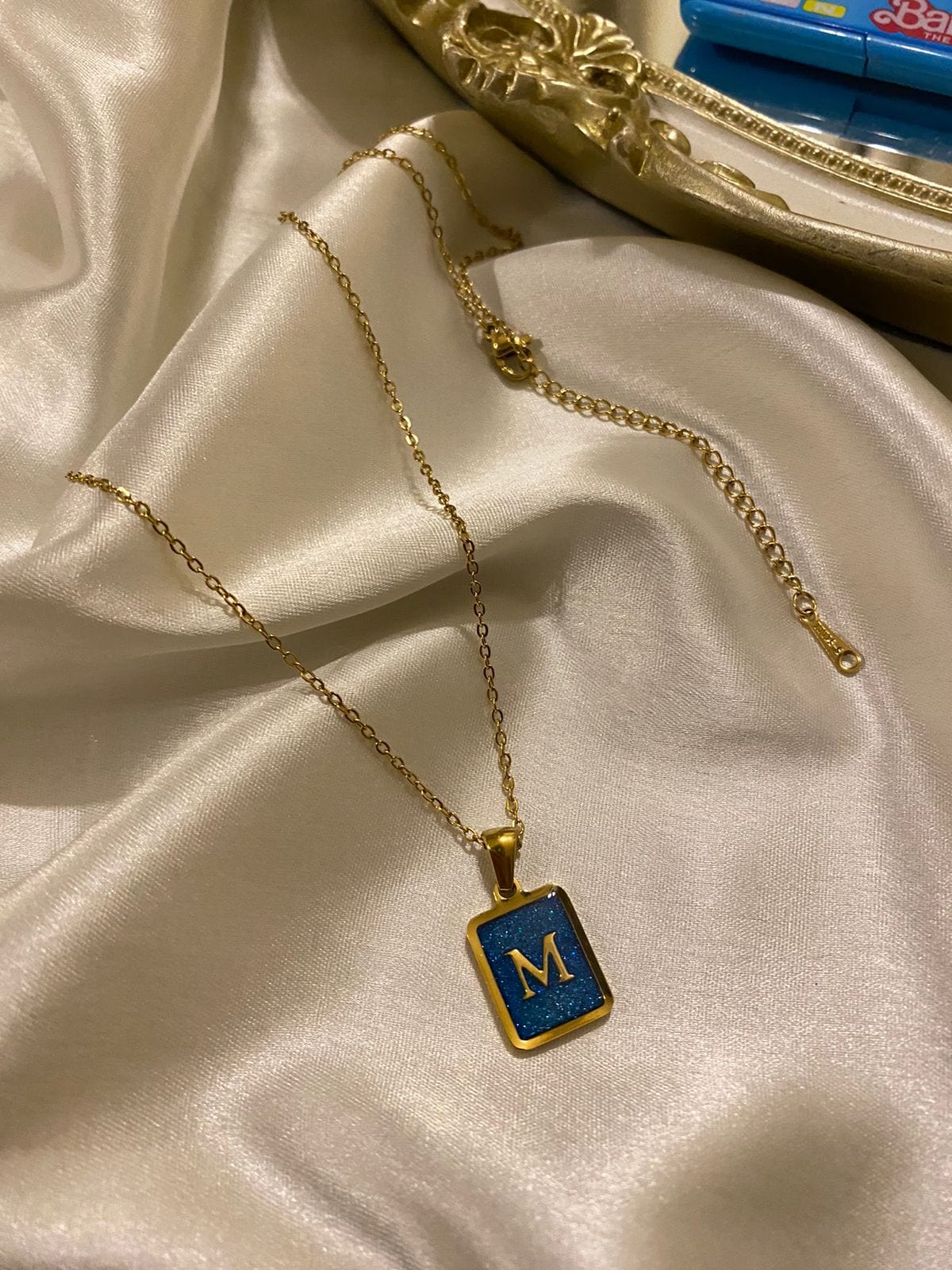 Engrave Delights Classic Aquamarine Neckchains (A-Z)