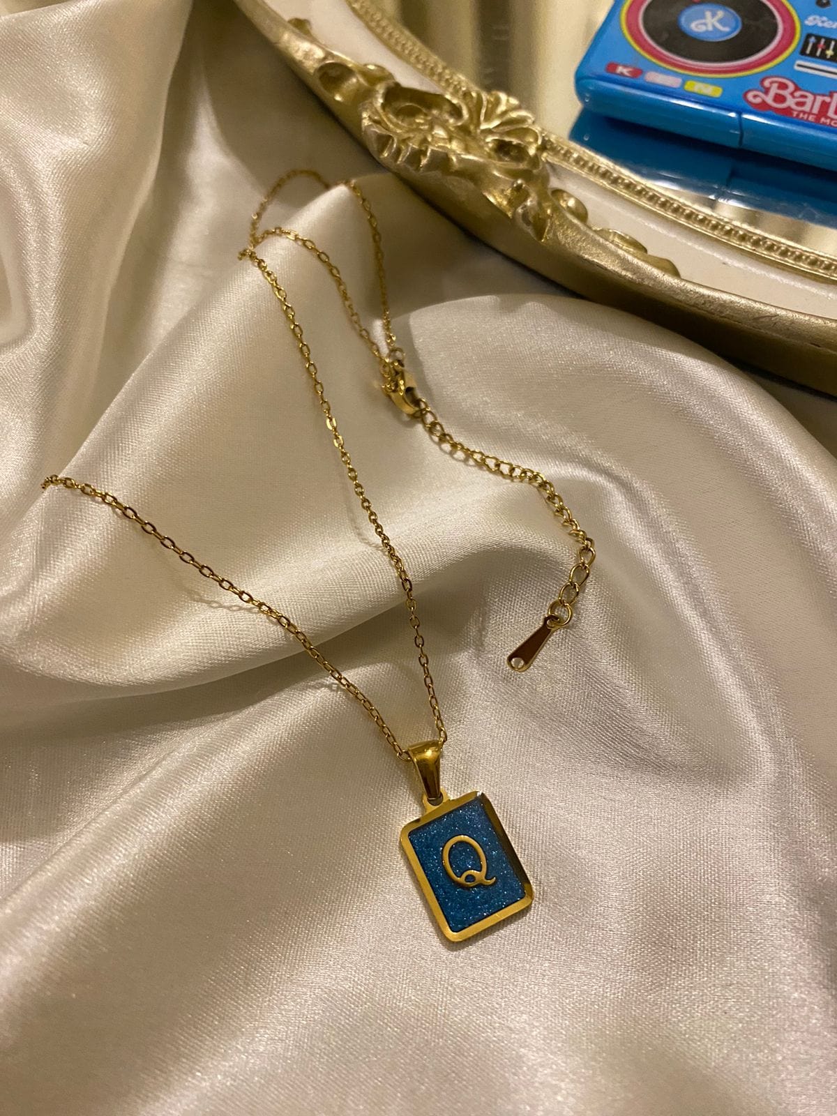 Engrave Delights Classic Aquamarine Neckchains (A-Z)