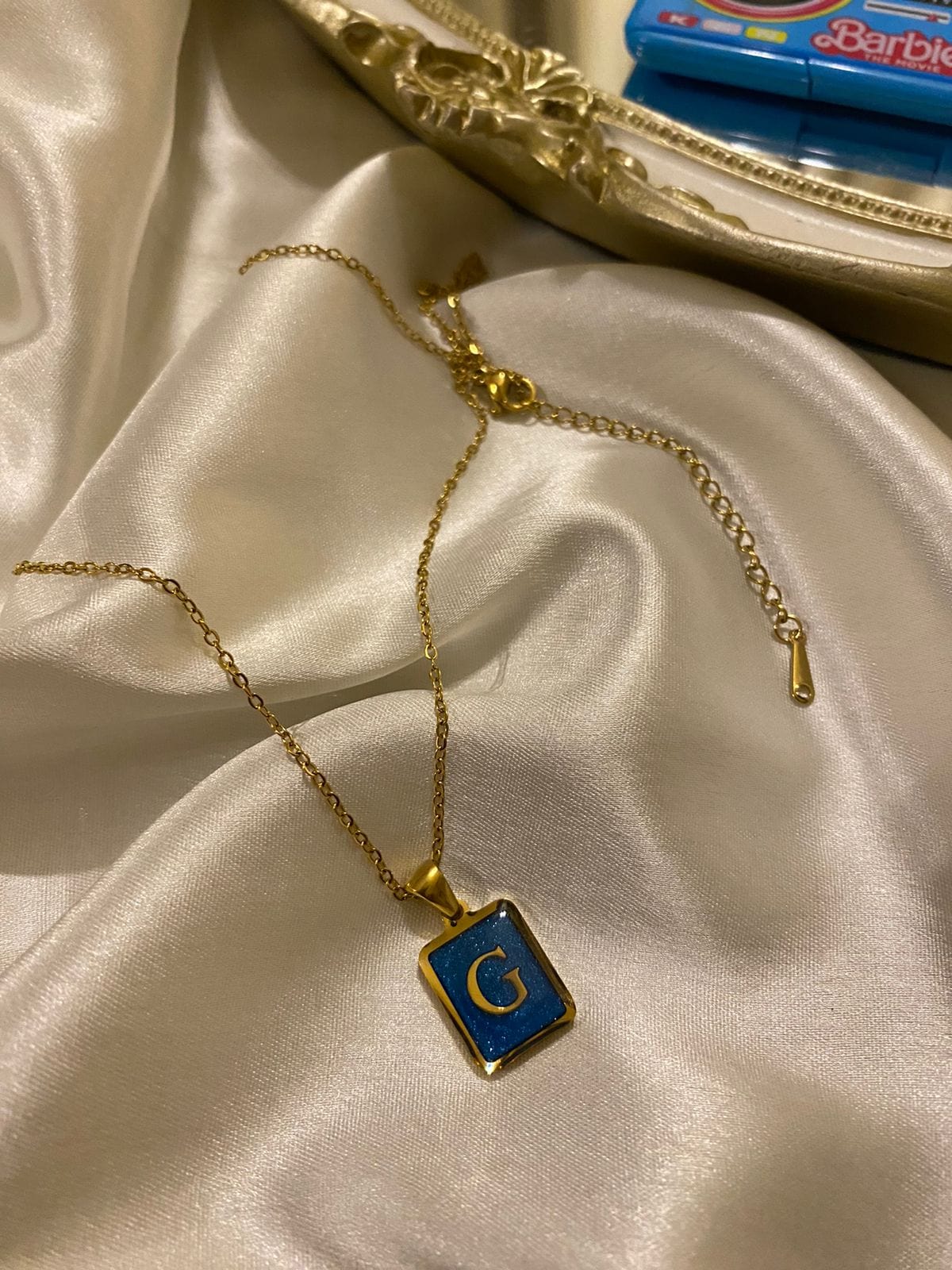 Engrave Delights Classic Aquamarine Neckchains (A-Z)