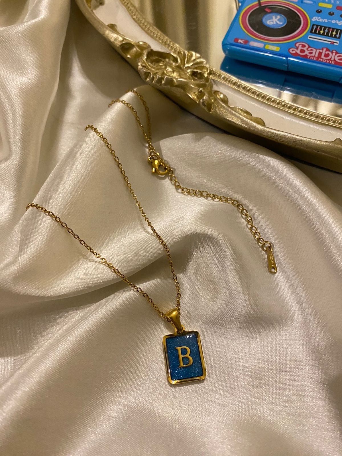 Engrave Delights Classic Aquamarine Neckchains (A-Z)