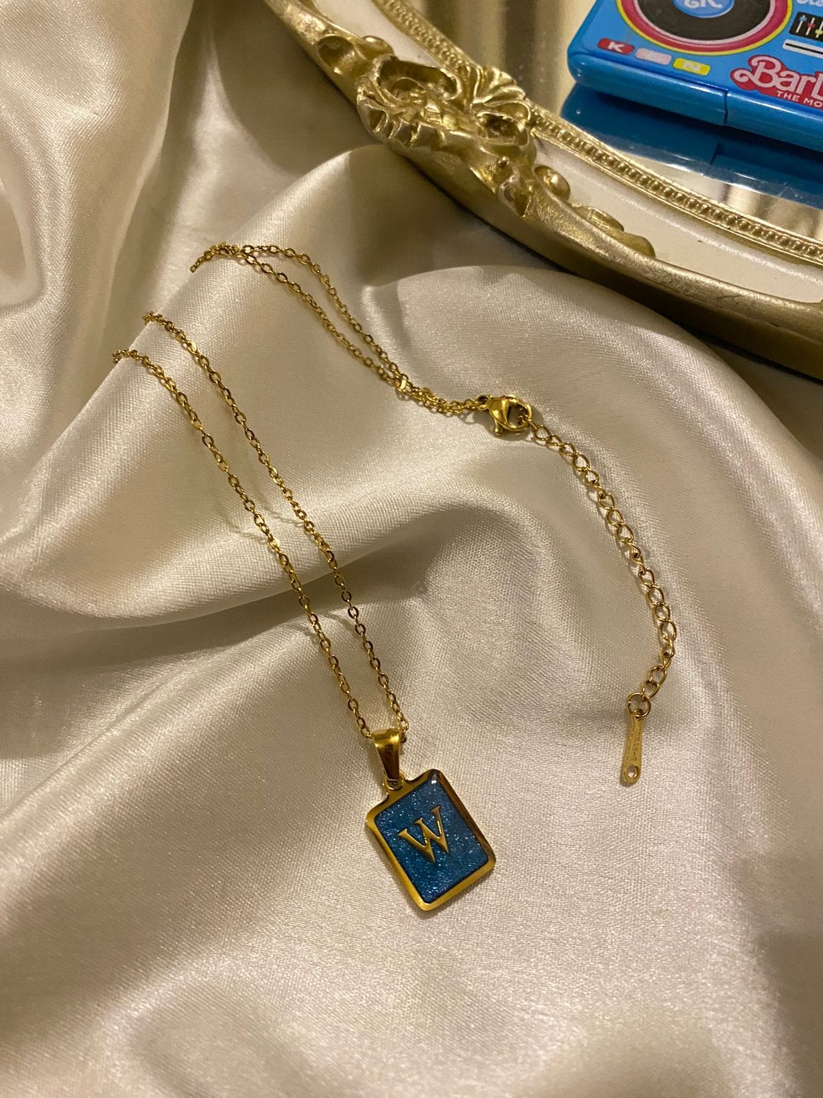 Engrave Delights Classic Aquamarine Neckchains (A-Z)
