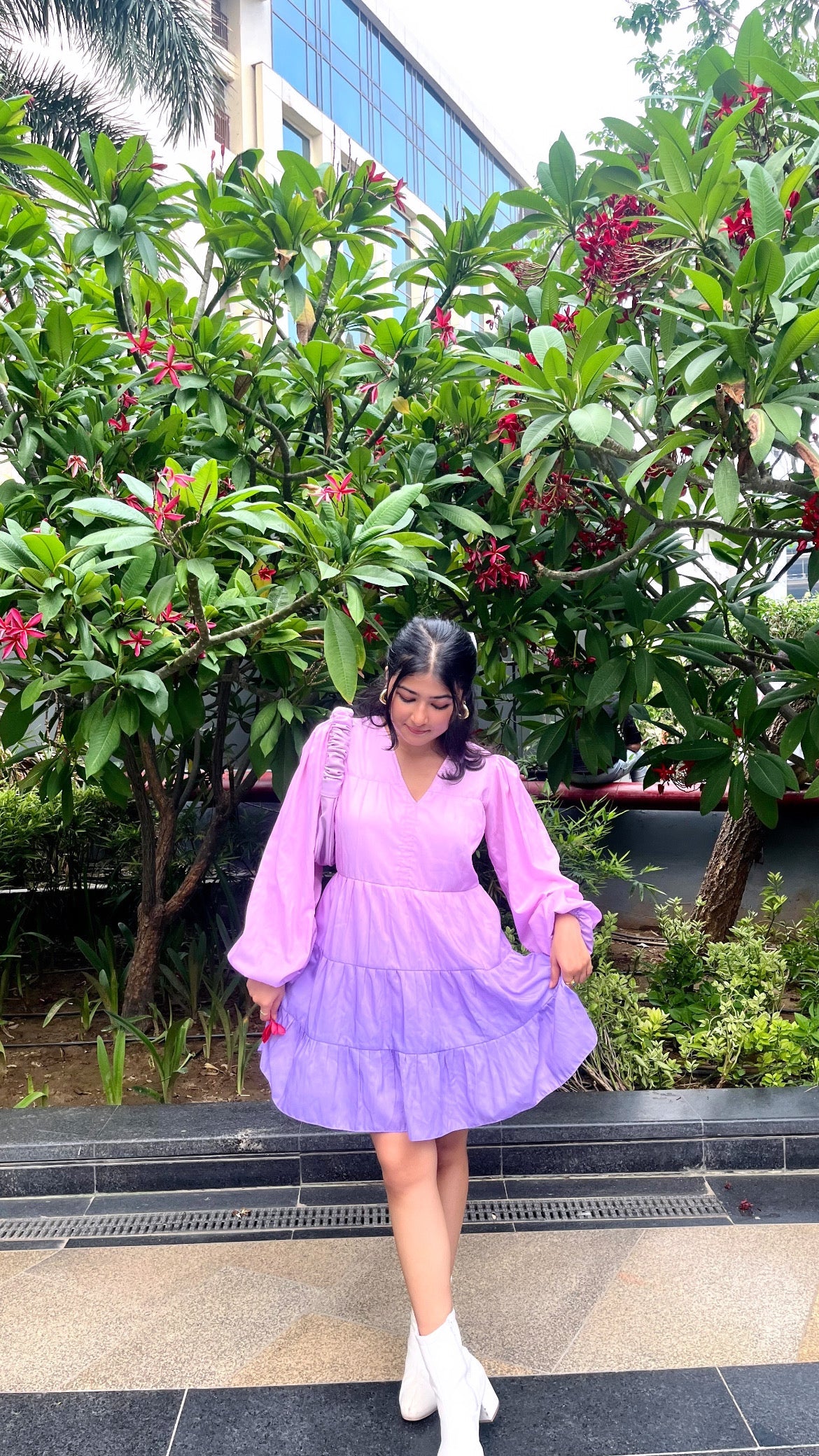 Ombré Tiered Dress in Lilac