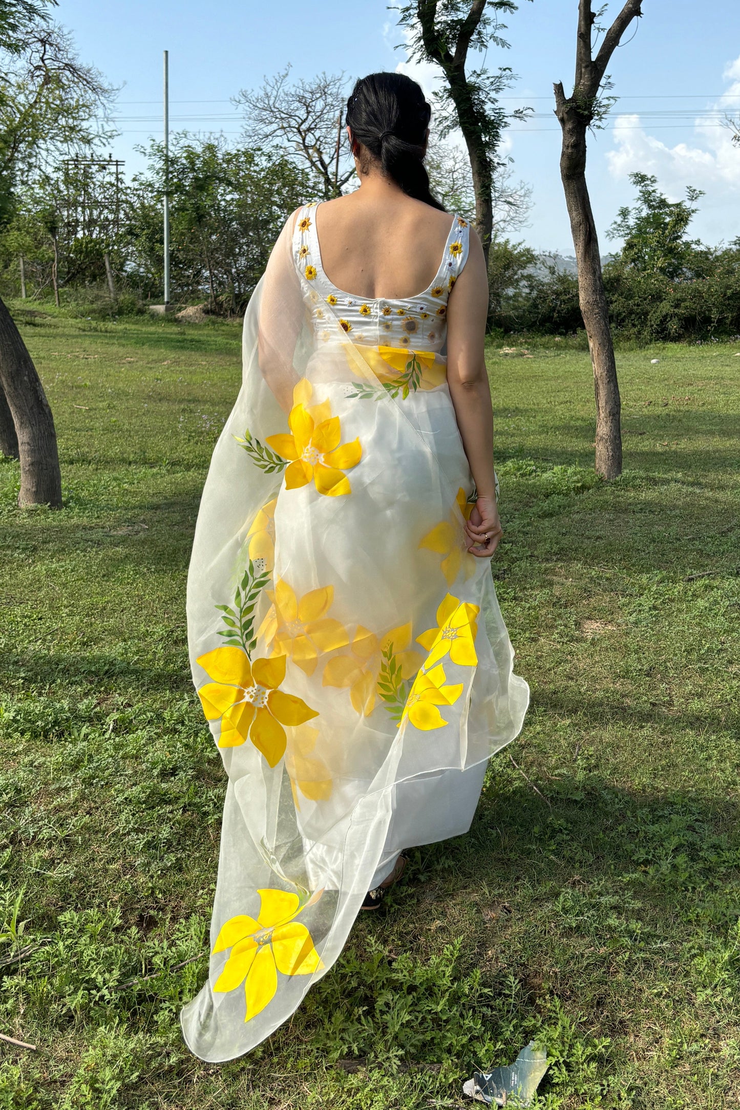 Lemon Breeze Handpainted Saree