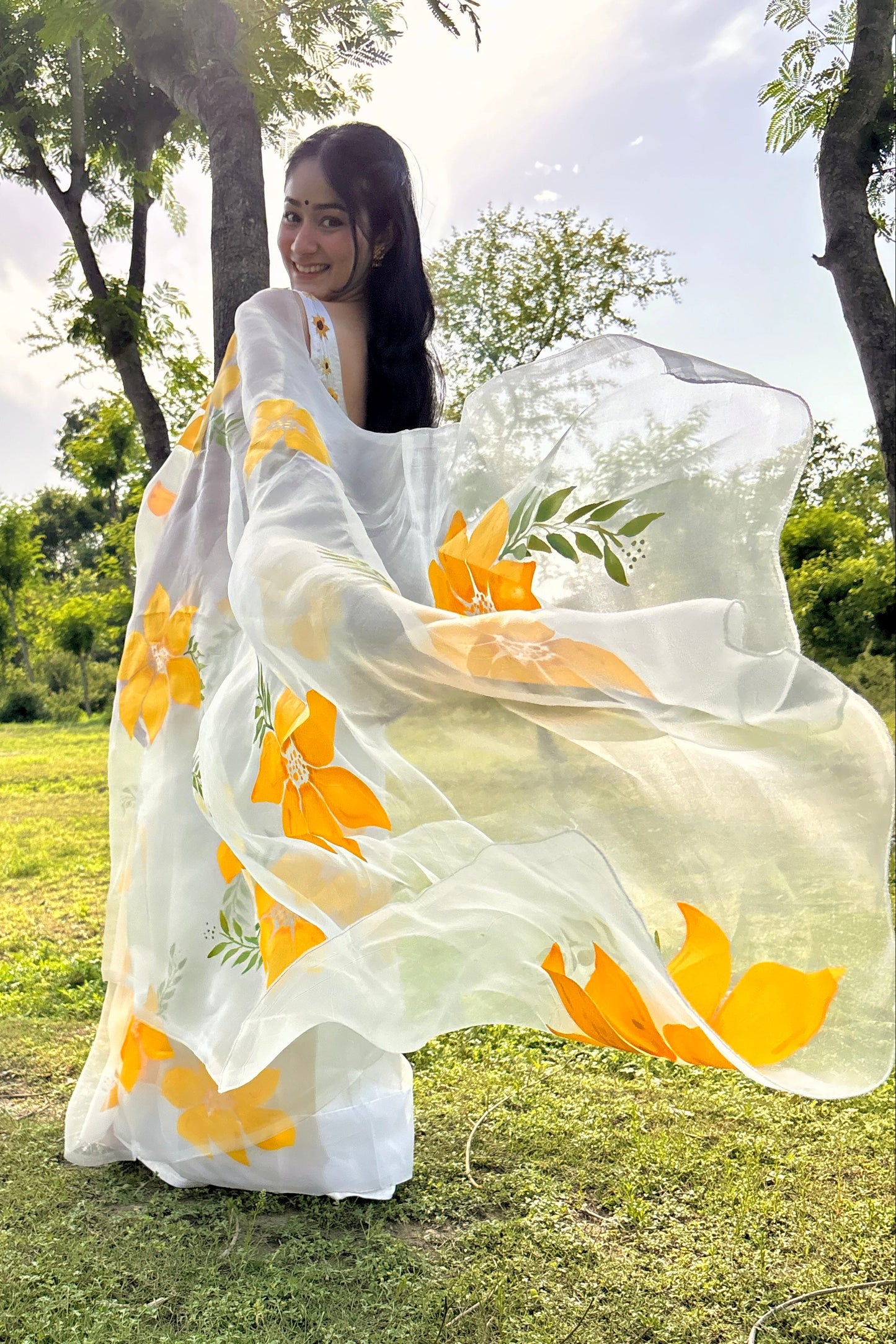 Lemon Breeze Handpainted Saree