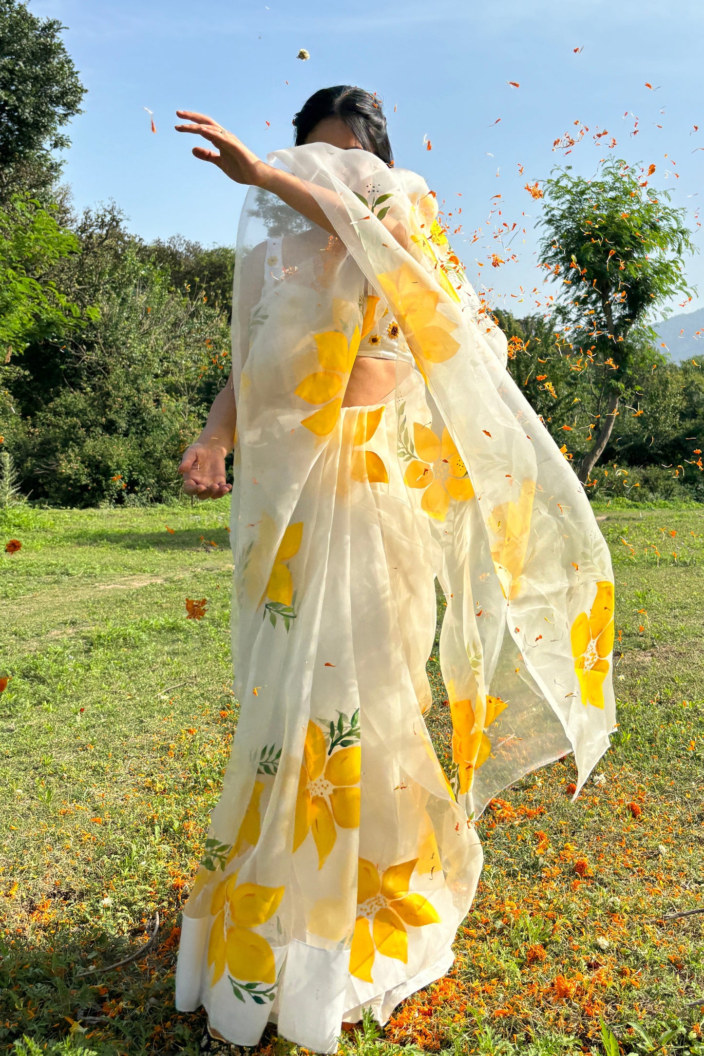 Lemon Breeze Handpainted Saree