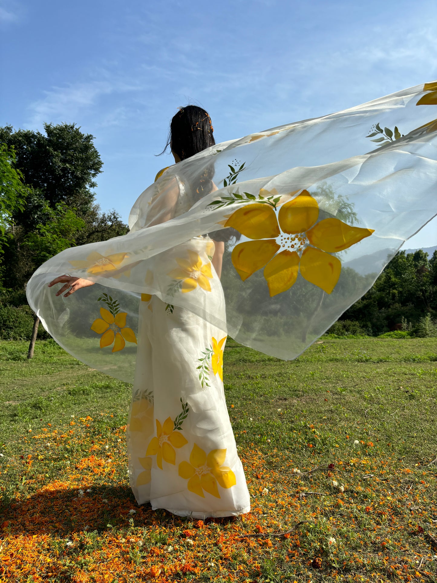 Lemon Breeze Handpainted Saree