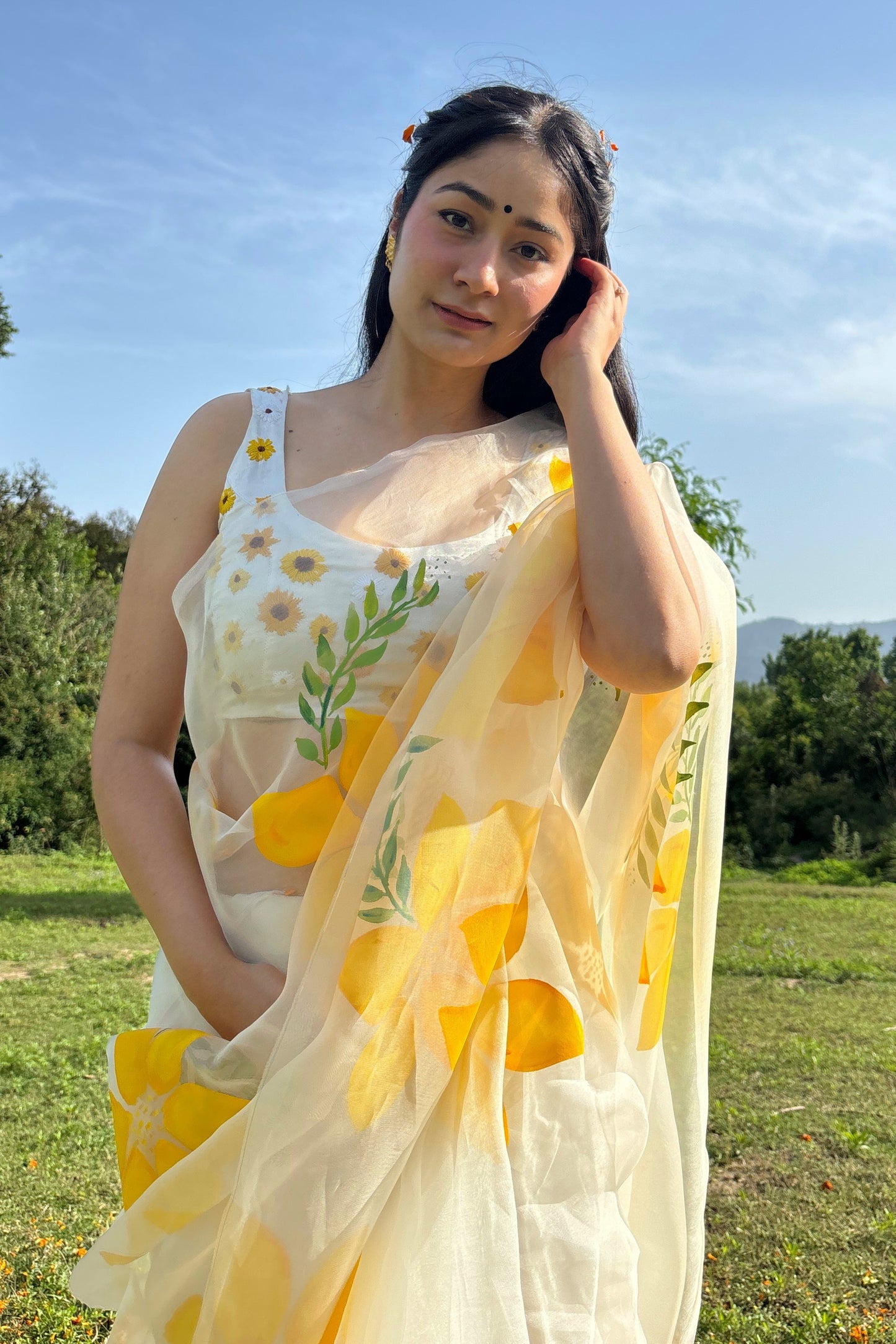 Lemon Breeze Handpainted Saree