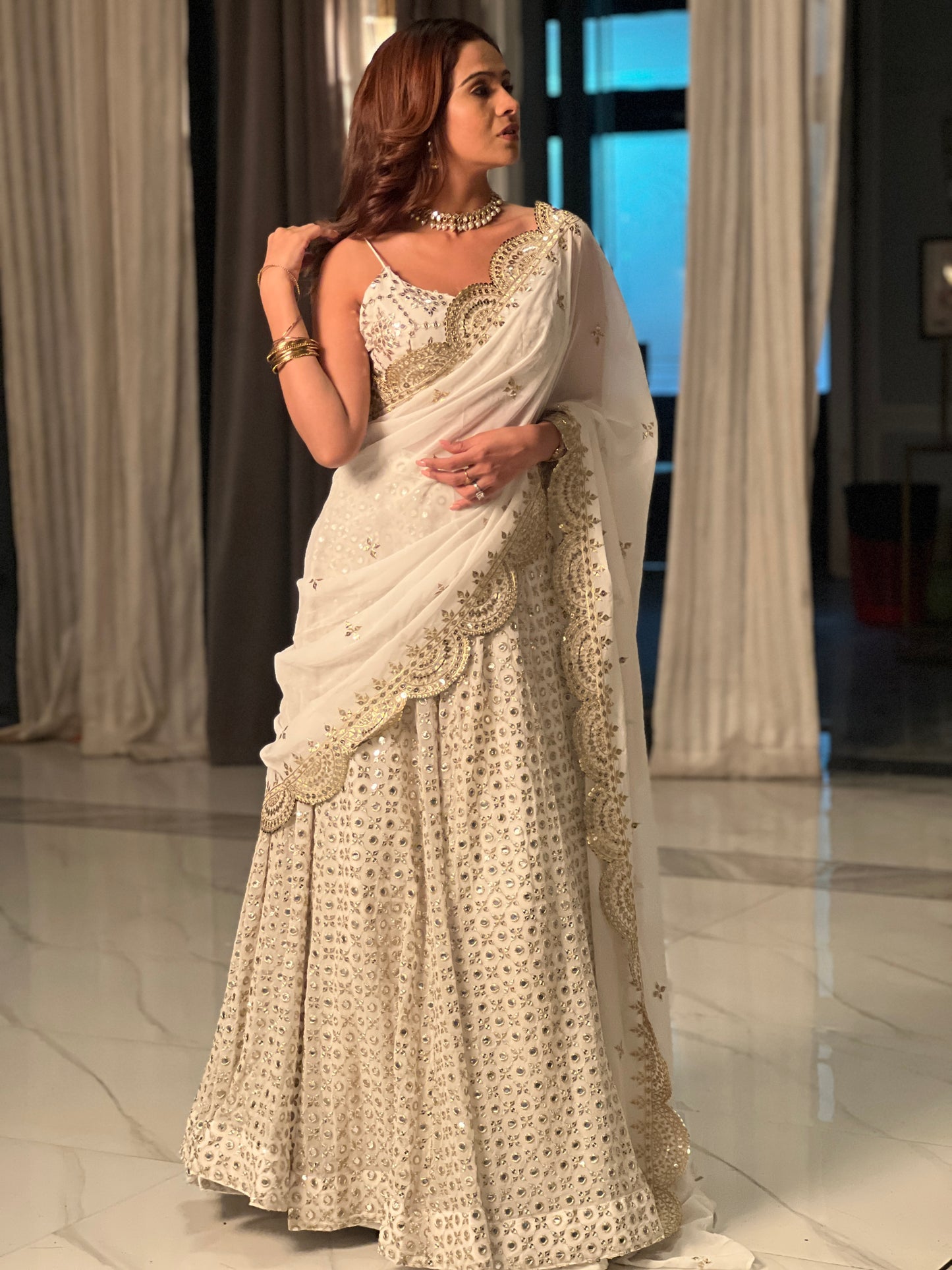 90s Era Mirror Work Lehenga