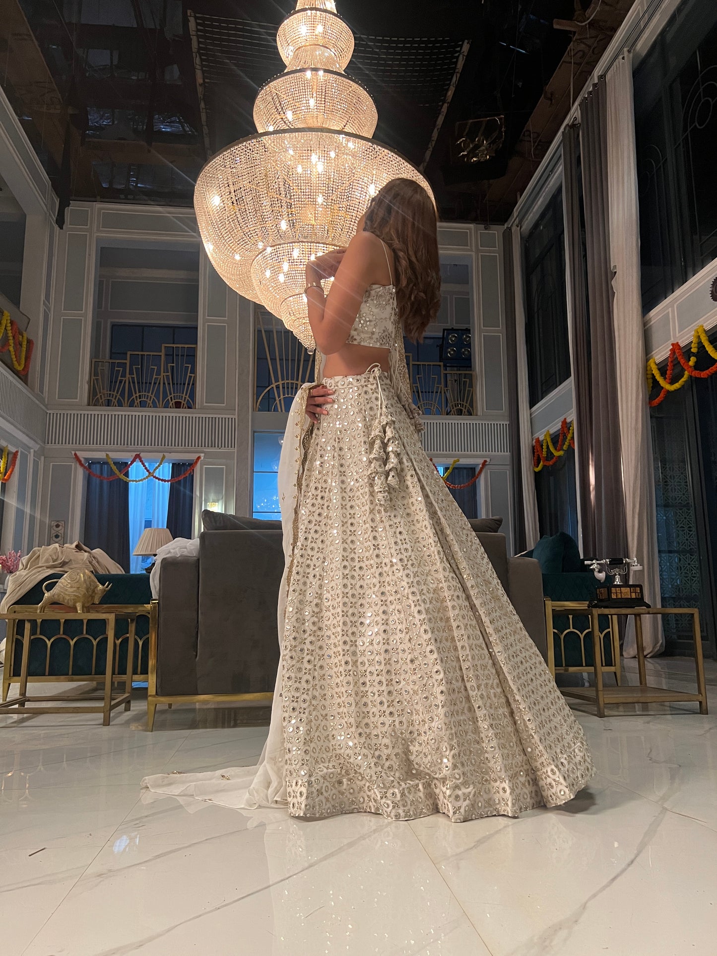 90s Era Mirror Work Lehenga