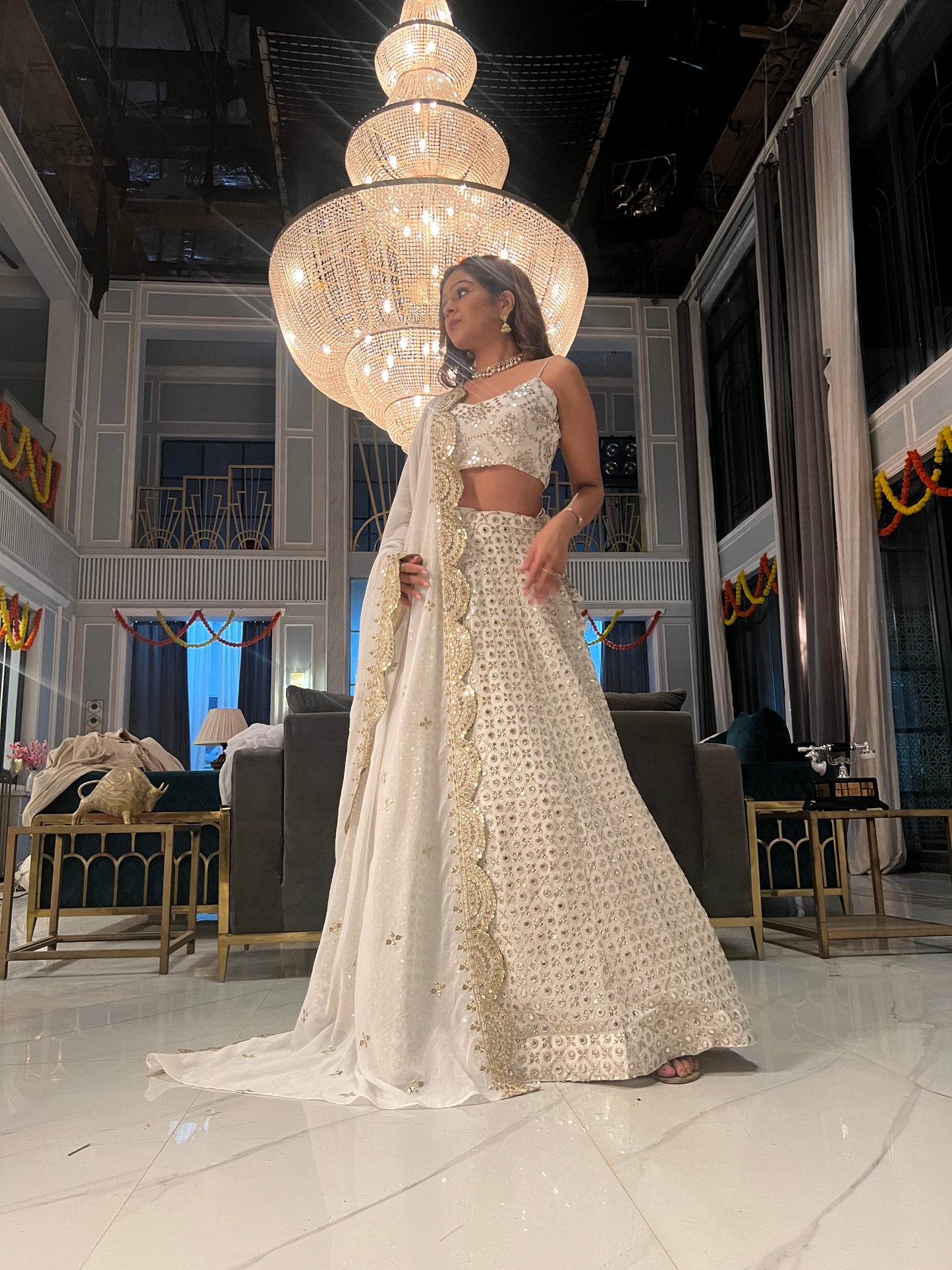 90s Era Mirror Work Lehenga